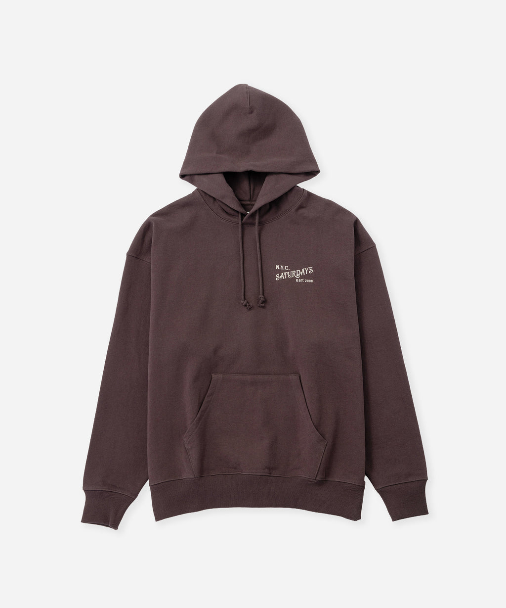 Saturdays NYC Warren Vintage Serif Relaxed Hoodie in Charcoal