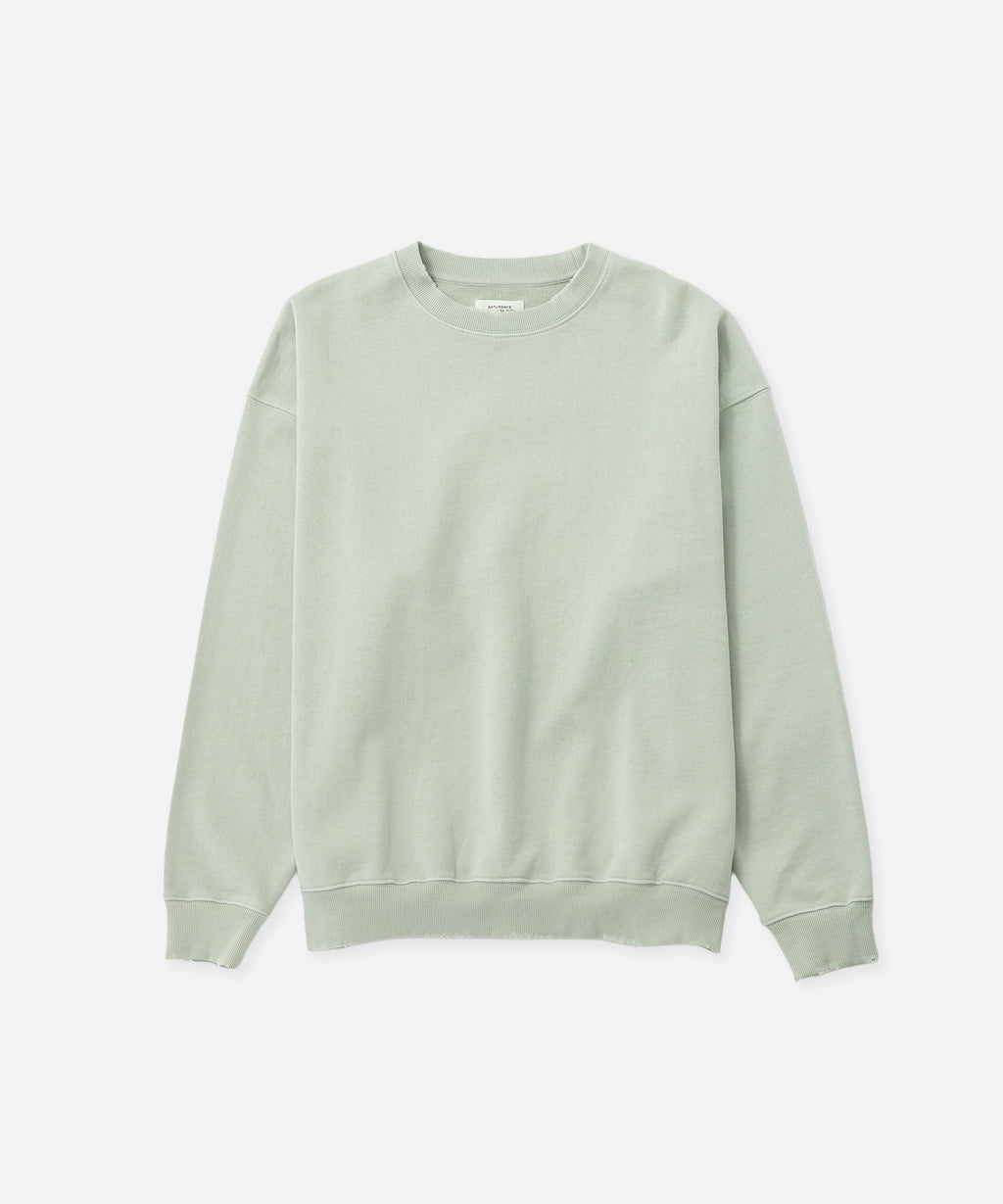 Saturdays NYC Bowery Garment Dyed Slash Sweatshirt in Light Blue
