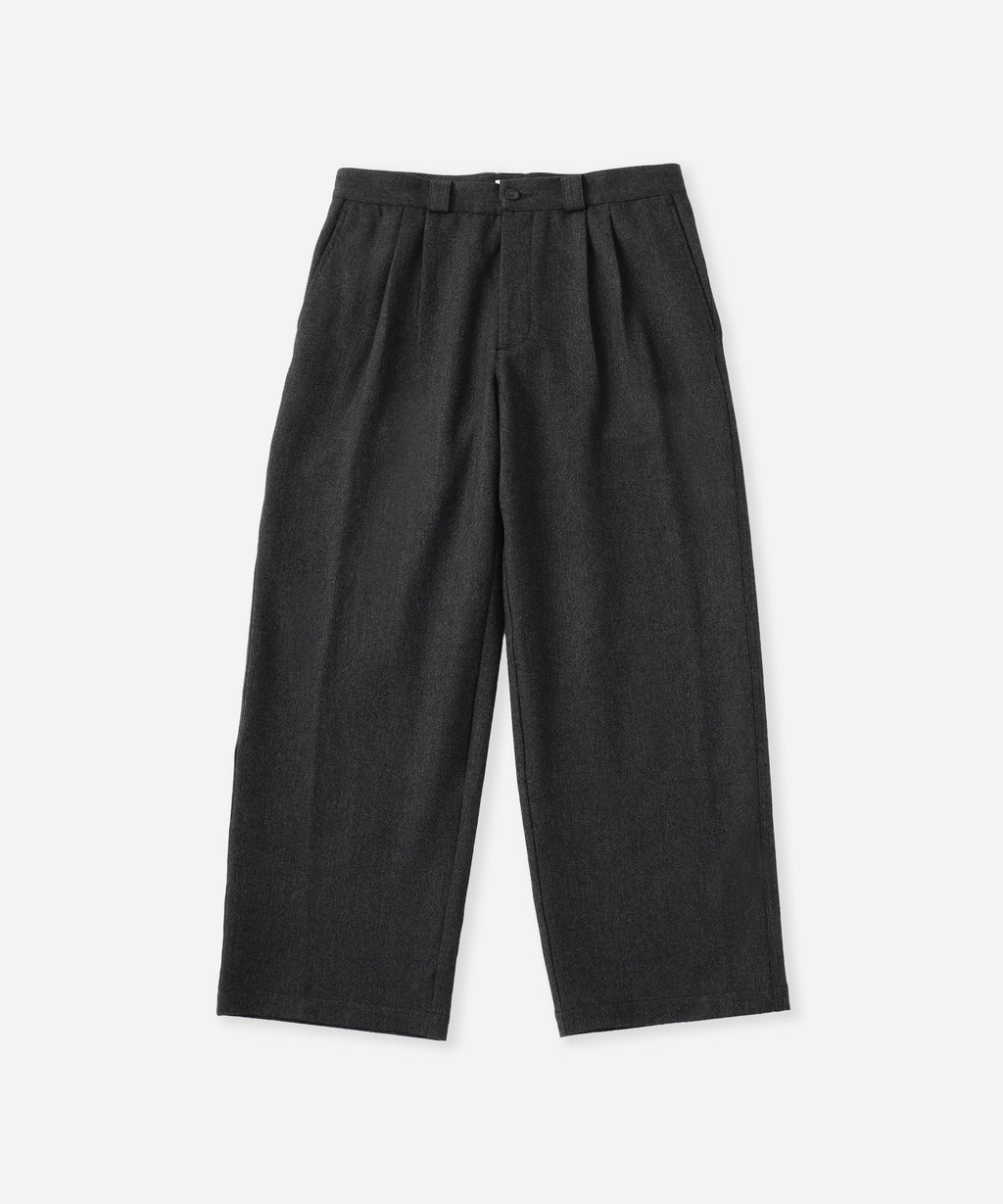 Saturdays NYC George Wool Wide Two Tuck Pant in Black