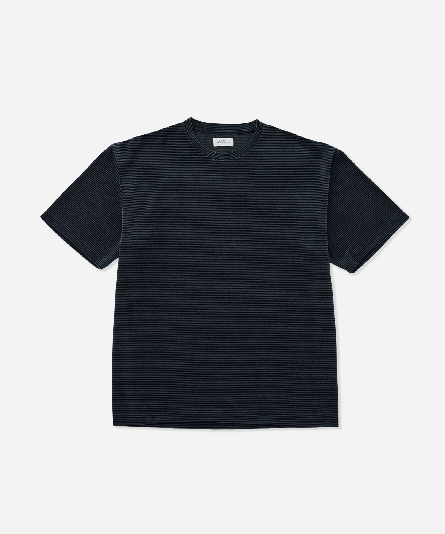 Saturdays NYC Velour Stripe Relaxed Short Sleeve Tee in Blue
