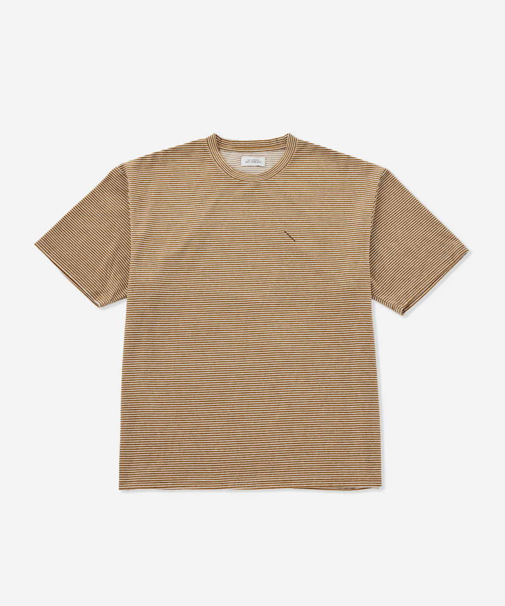 Saturdays NYC Velour Stripe Relaxed Short Sleeve Tee in Beige