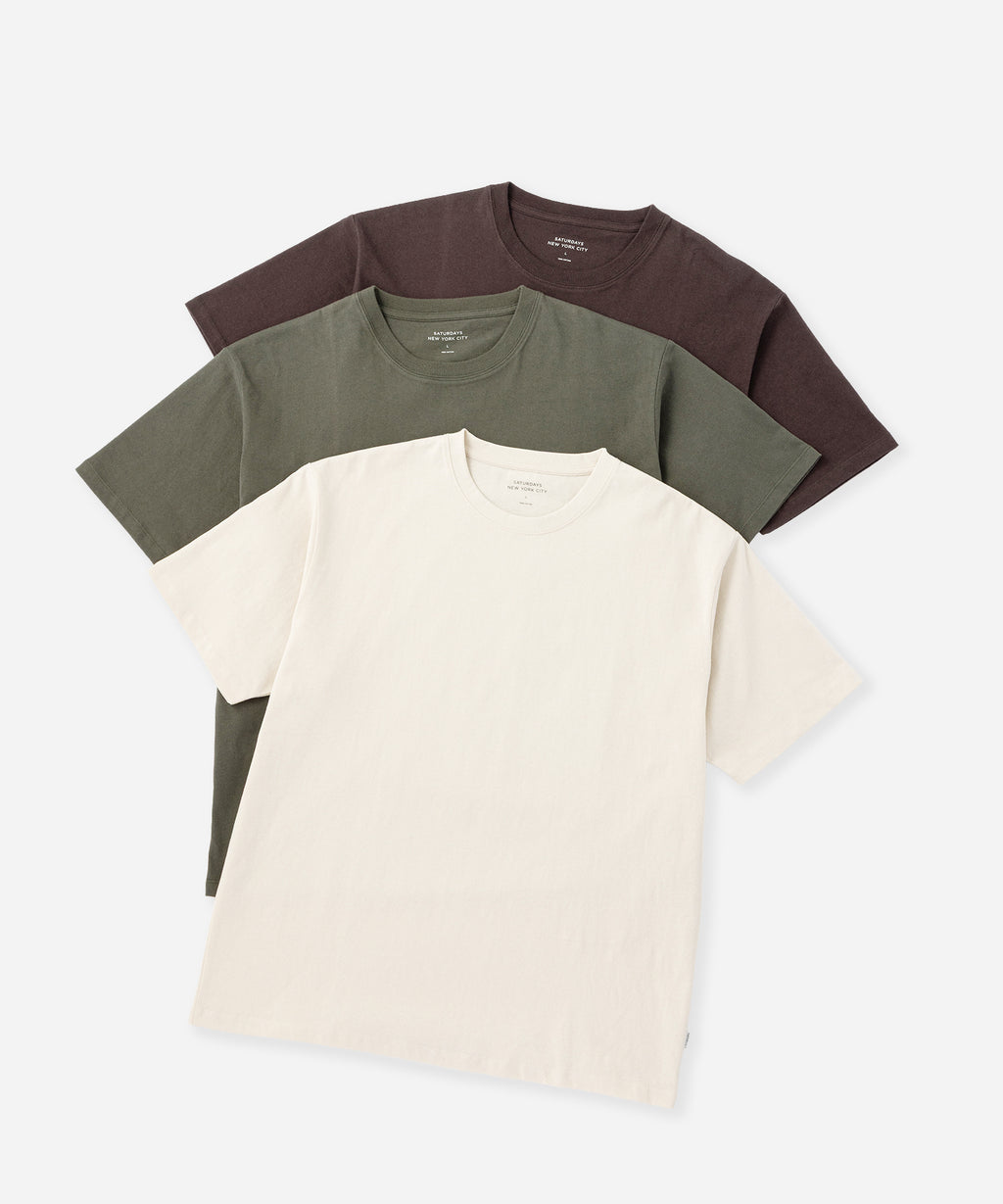 Saturdays NYC 3 Pack Assorted Tee in Assorted (Light)