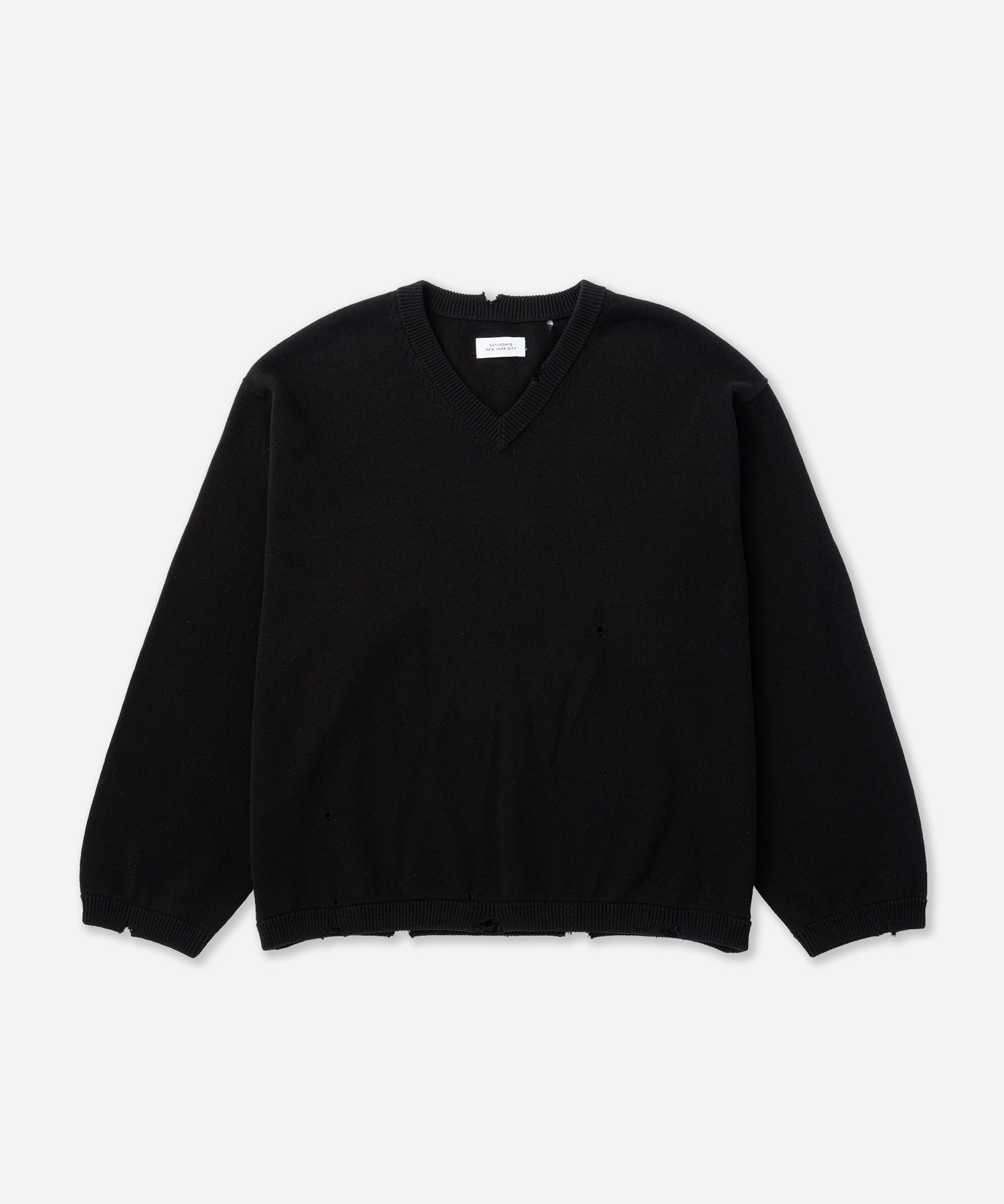 Saturdays NYC Charles Vintage V-Neck Sweater in Black