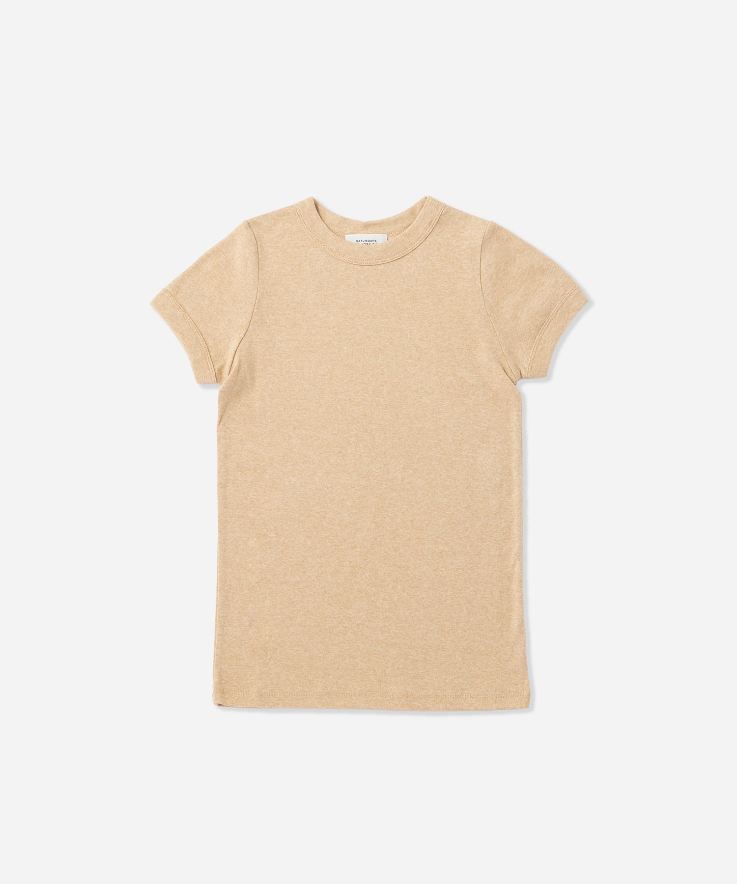 Saturdays NYC Naomi Ribbed Tee in Beige