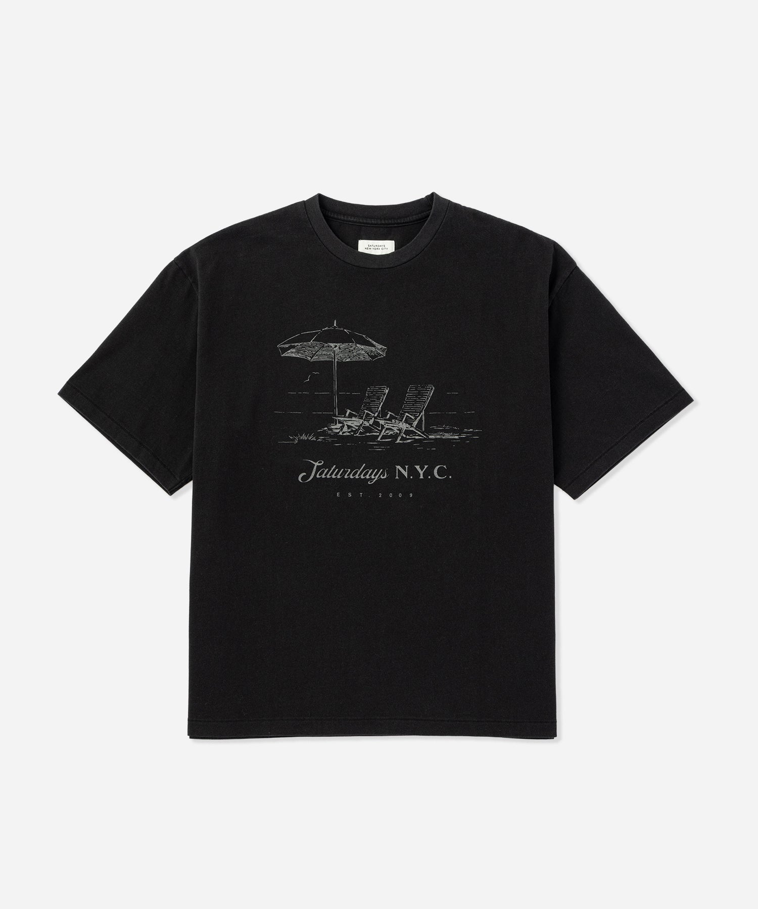 Saturdays NYC Beach Chair Ozone Wash Relaxed Tee in Fade Black