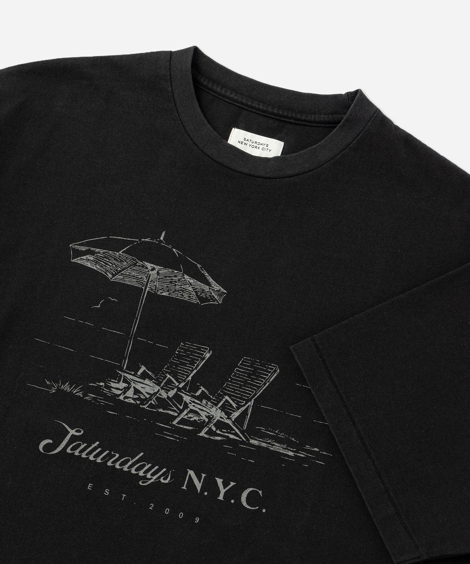 Saturdays NYC Beach Chair Ozone Wash Relaxed Tee in Fade Black
