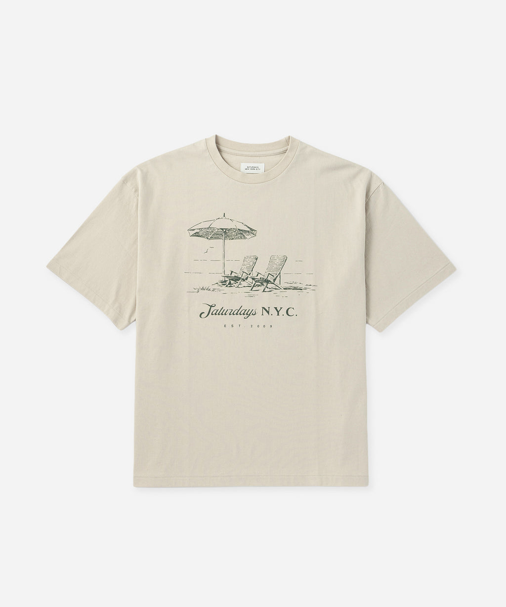 Saturdays NYC Beach Chair Ozone Wash Relaxed Tee in Off White