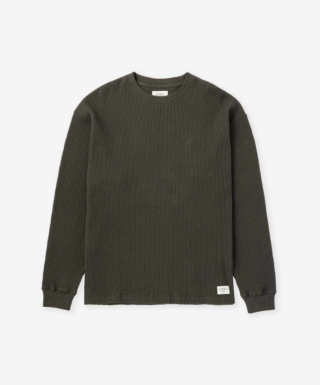 Saturdays NYC Alex Heavy Waffle Relaxed Top in Charcoal