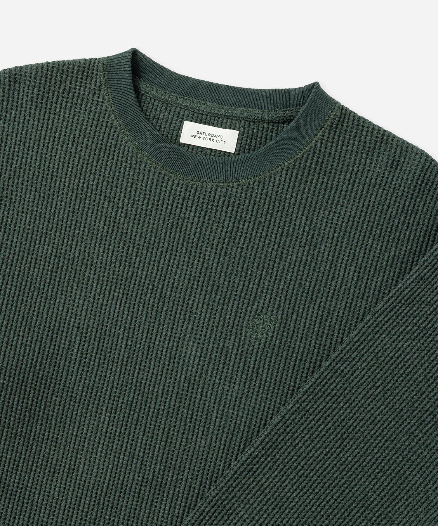 Saturdays NYC Alex Heavy Waffle Relaxed Top in Green