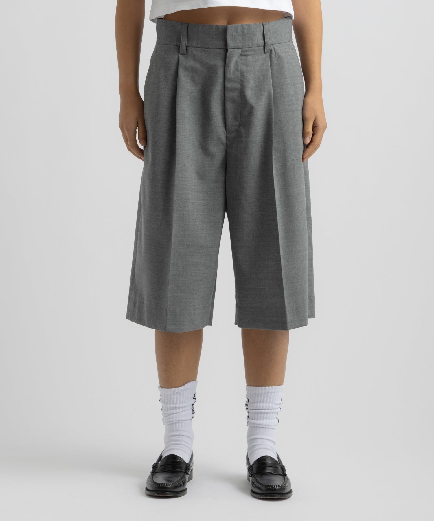 Saturdays NYC Kim Pleated Shorts in Gray