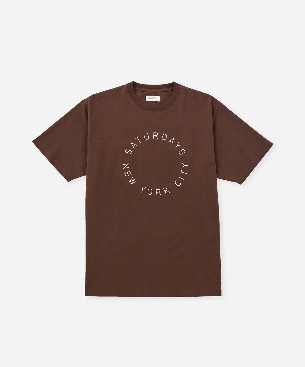 Saturdays NYC Circular Saturdays Logo Short Sleeve Tee in Dark Brown
