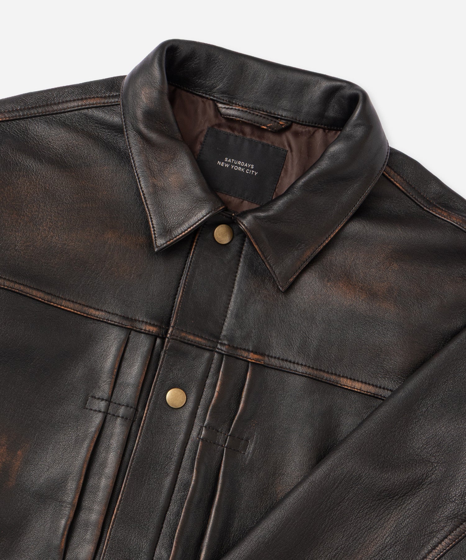 Saturdays NYC Emil Type-1 Nappa Leather Jacket in Dark Brown