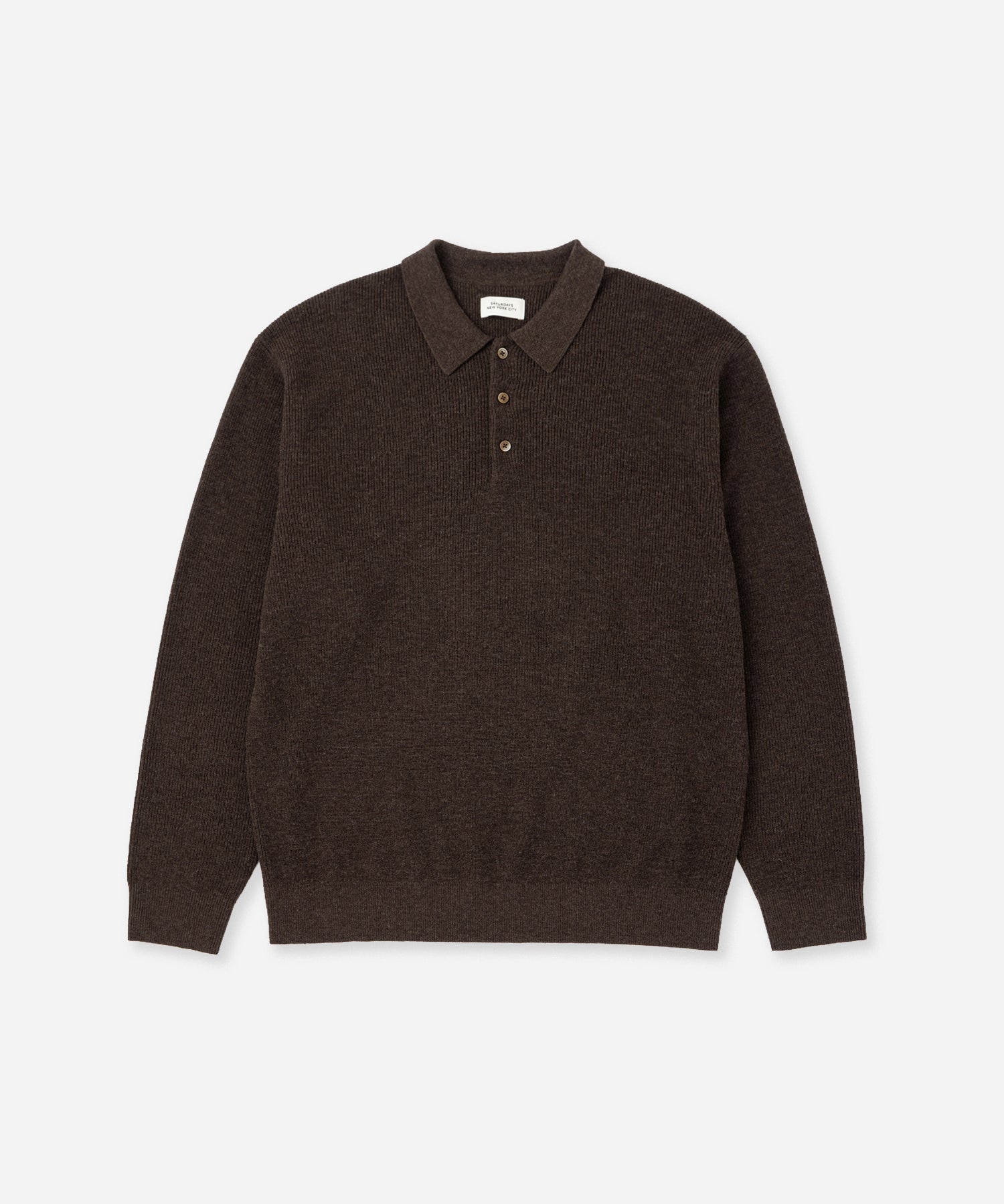 Saturdays NYC Beauchamp Polo Sweater in Dark Brown
