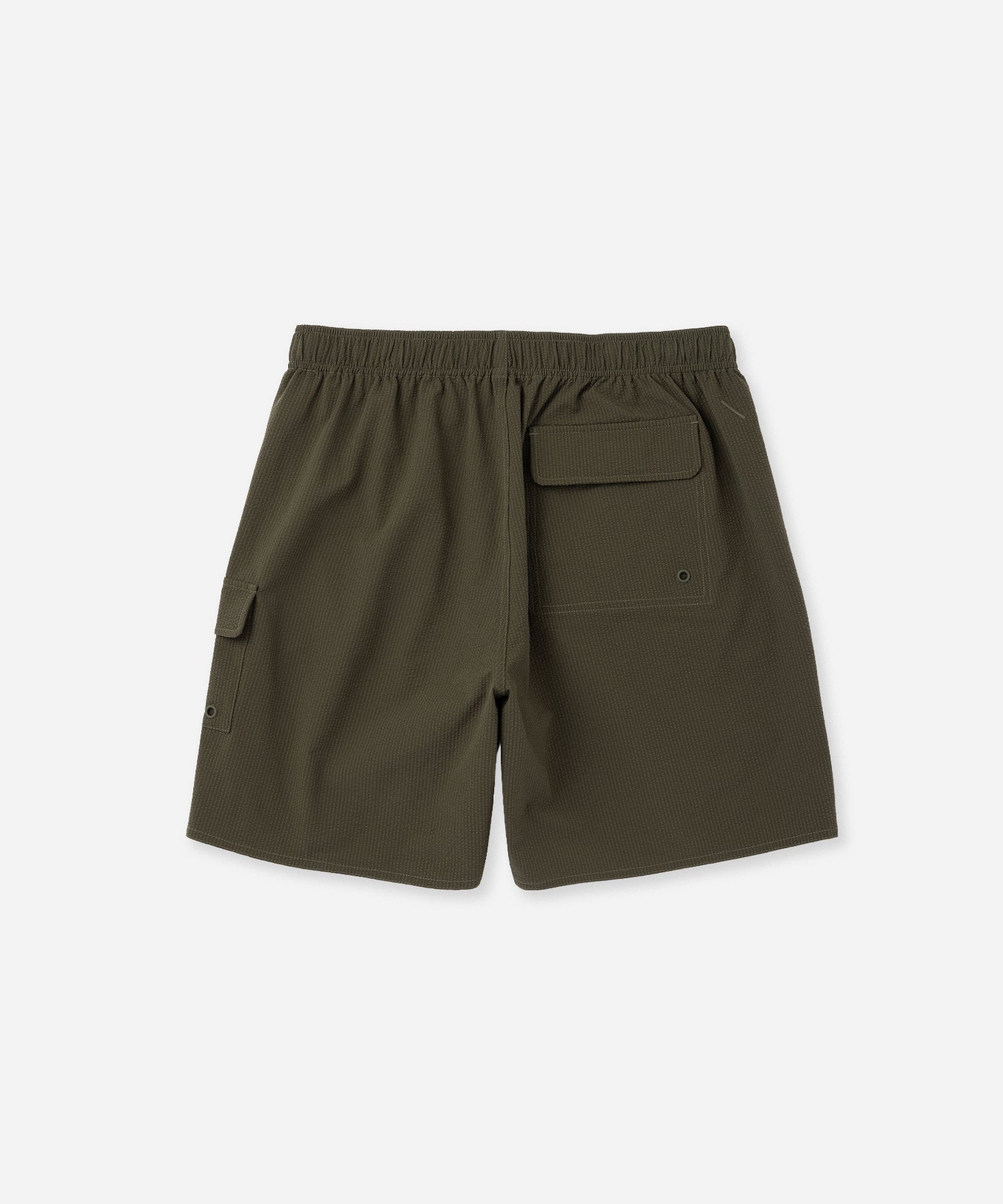 Saturdays NYC Danjo Seersucker Cargo Swim Short in Olive Green
