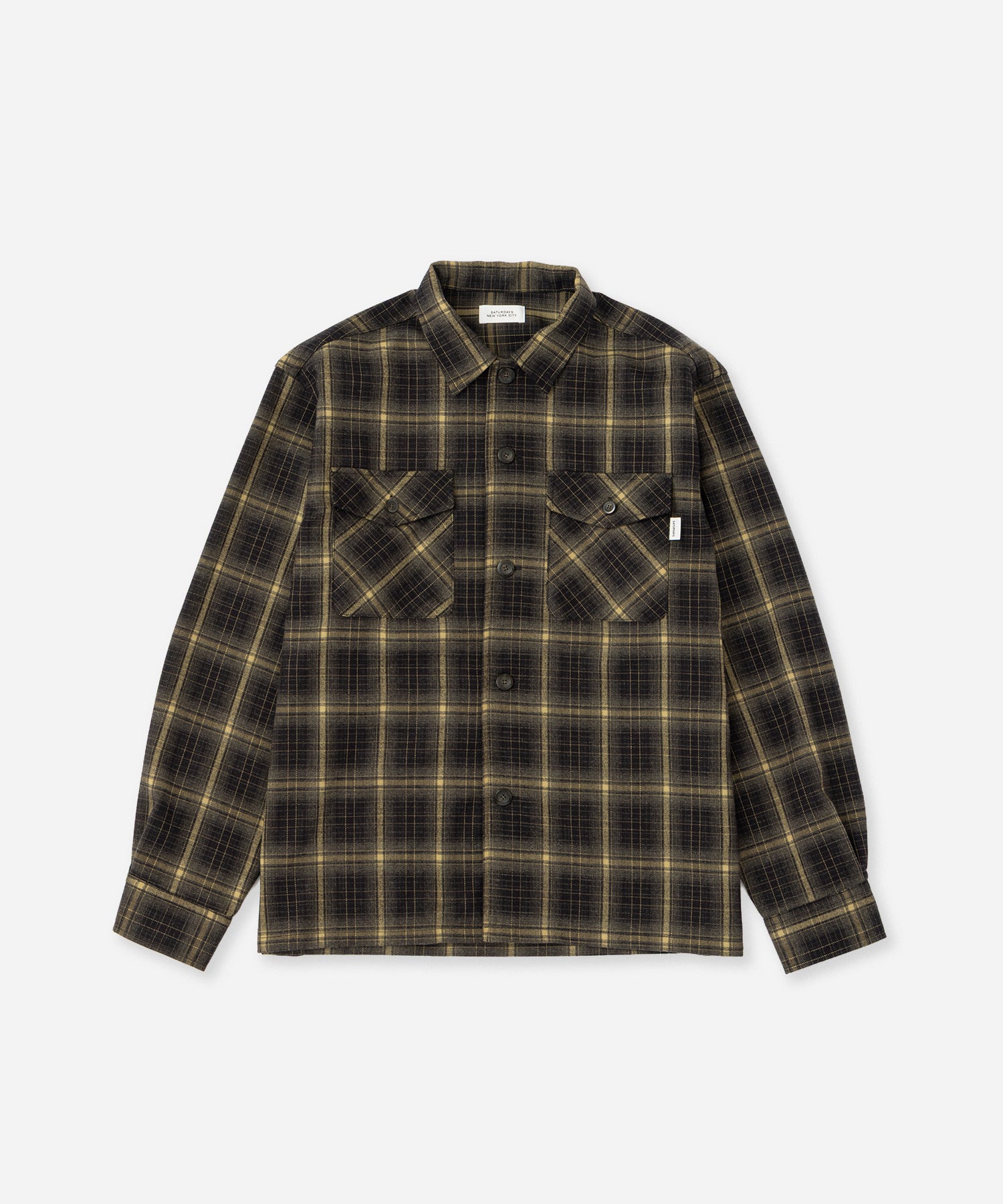 Saturdays NYC Marco Ombre Check CPO Shirt in Black