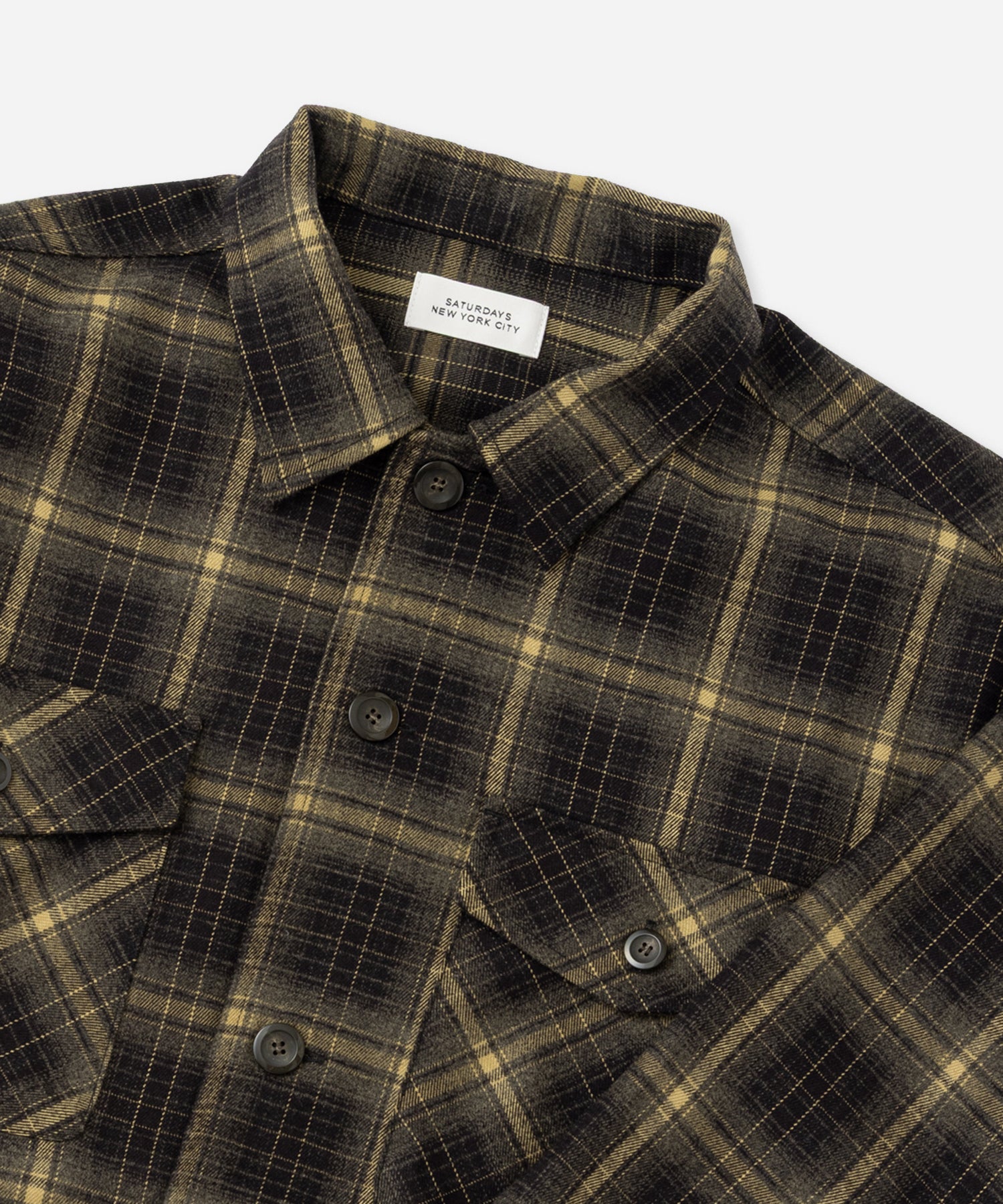 Saturdays NYC Marco Ombre Check CPO Shirt in Black