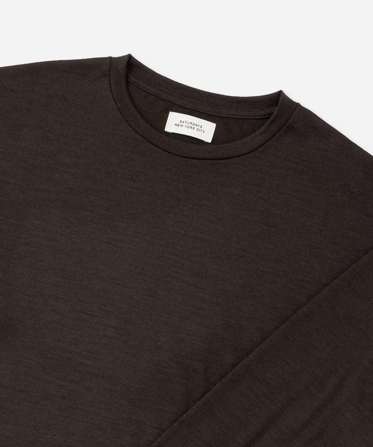 Saturdays NYC Lightweight Wool Long Sleeve Tee in Dark Brown