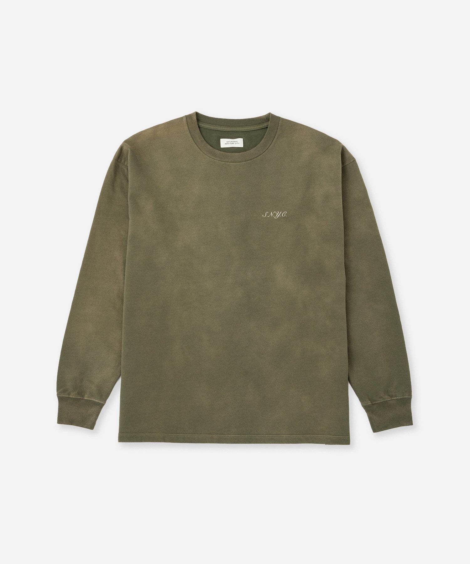 Saturdays NYC S.NYC Terry Long Sleeve Sweatshirt in Olive Green