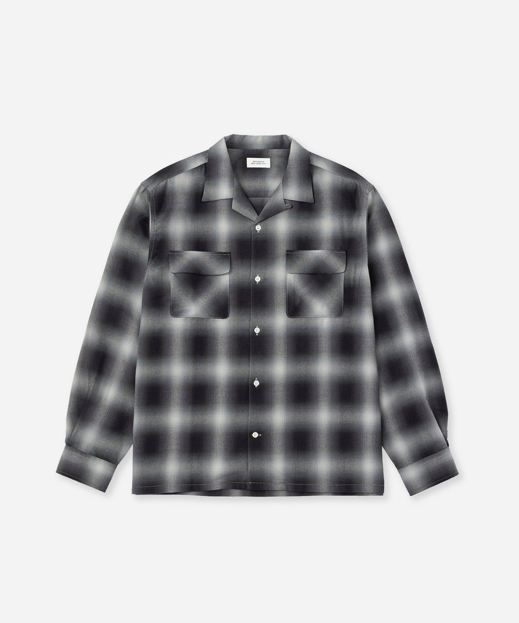 Saturdays NYC Marco Ombre Check Shirt in Navy