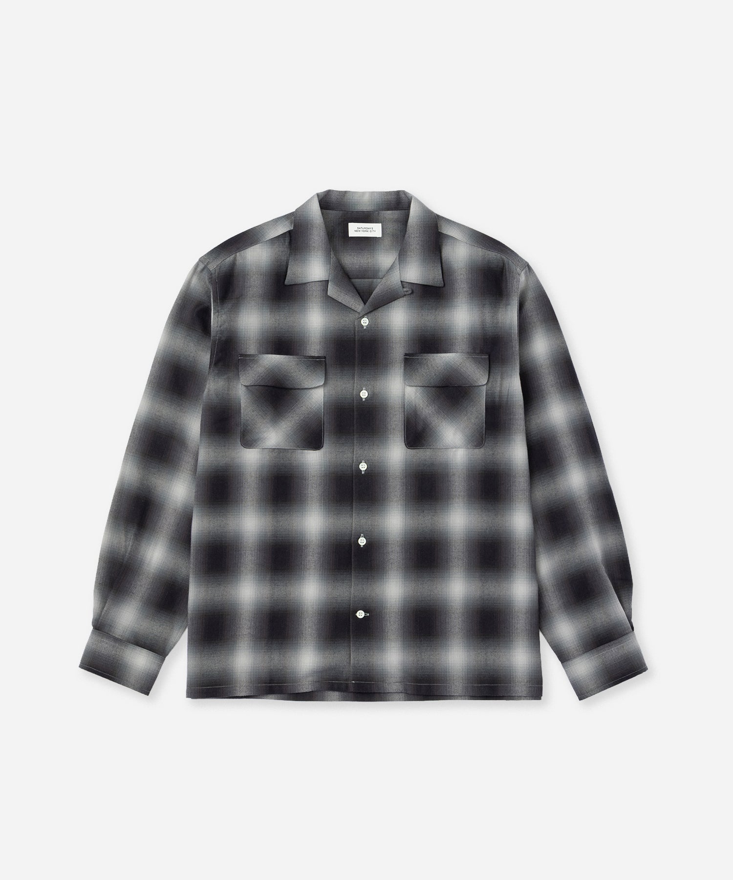 Saturdays NYC Marco Ombre Check Shirt in Navy