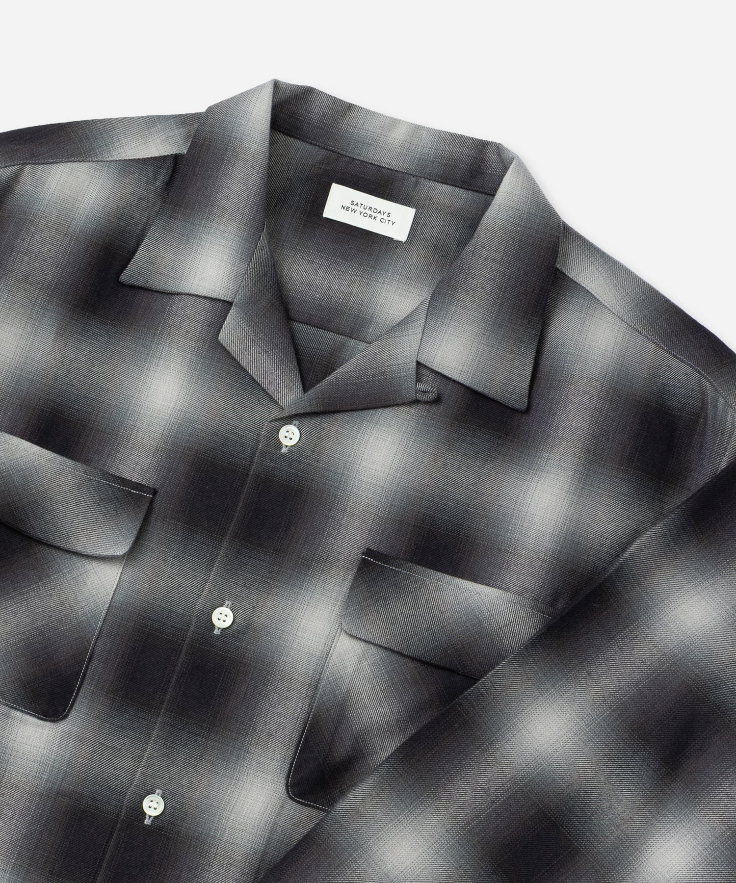Saturdays NYC Marco Ombre Check Shirt in Navy