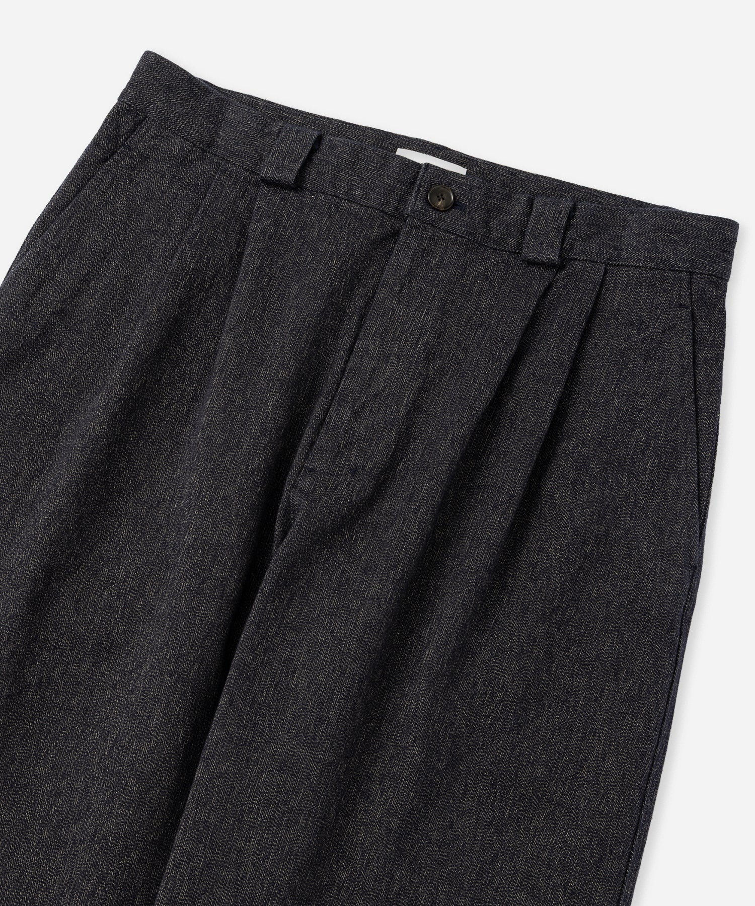 Saturdays NYC George Wide Melange Two Tuck Pant in Navy