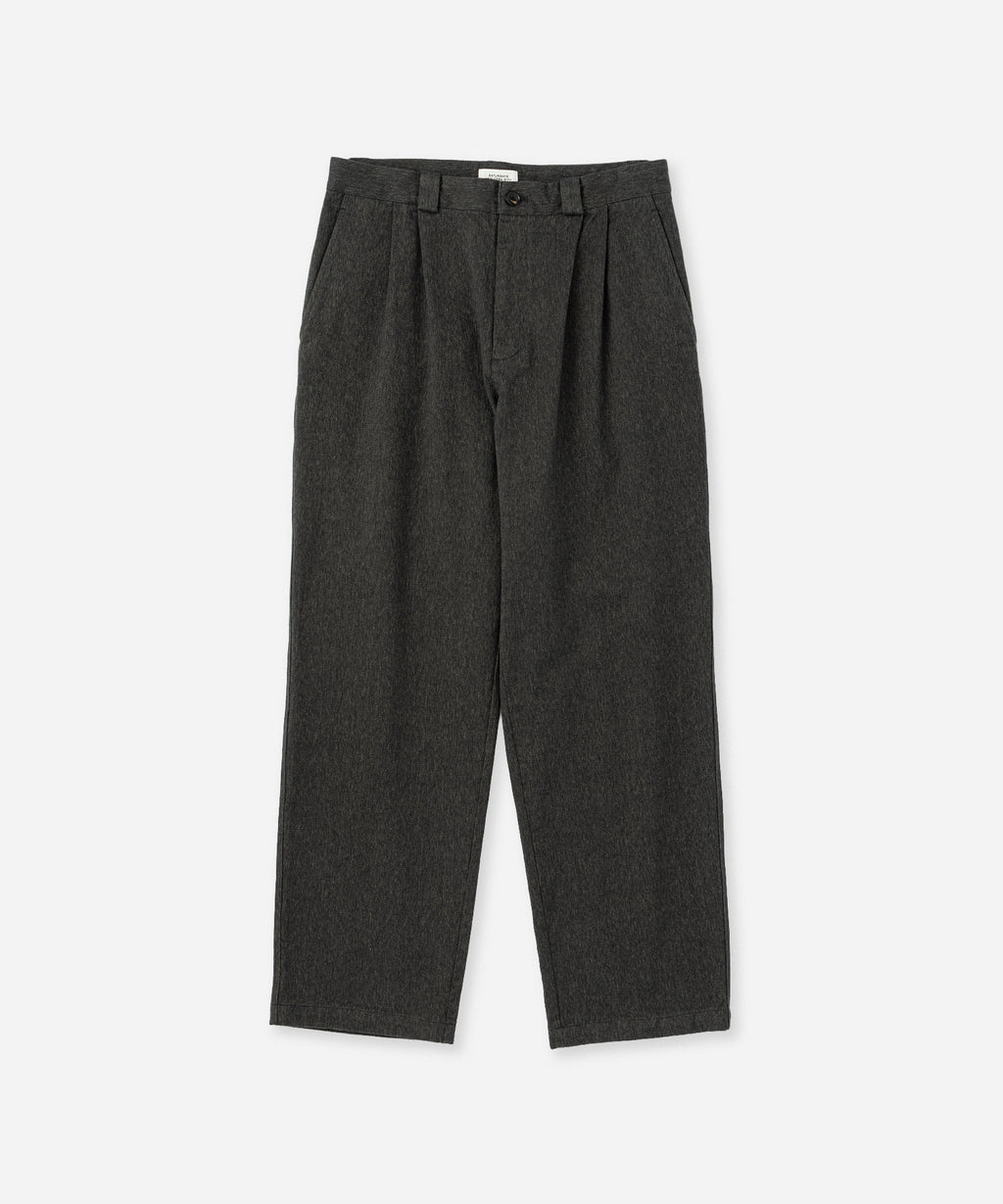 Saturdays NYC George Wide Melange Two Tuck Pant in Charcoal