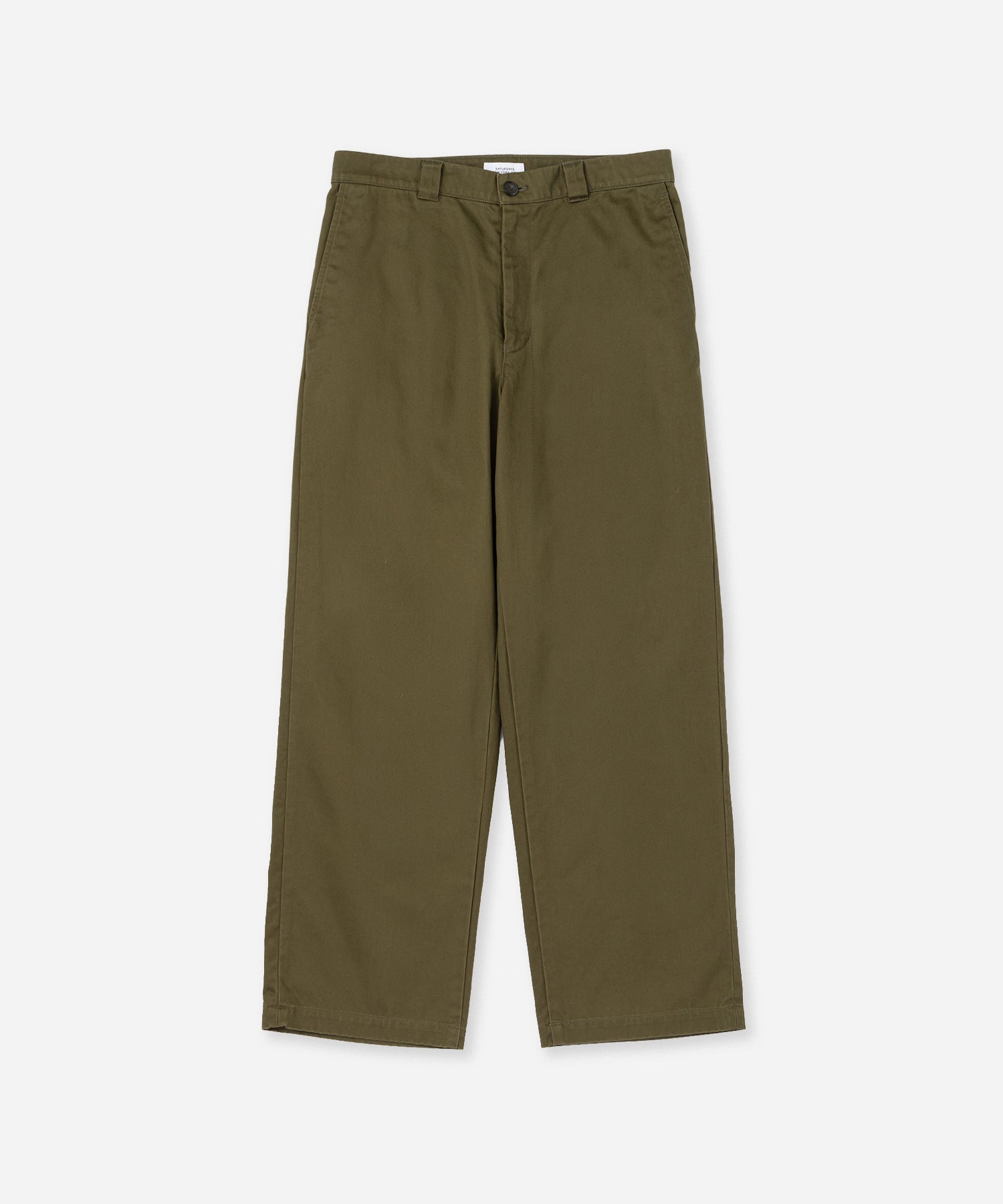 Saturdays NYC Ross Wide Chino Pant in Olive Green