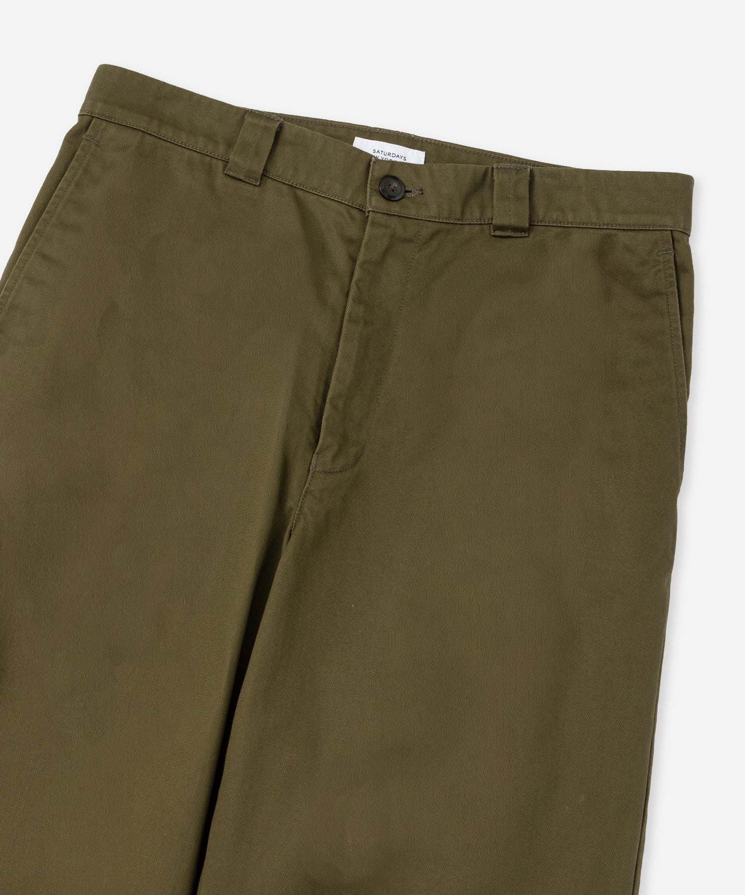 Saturdays NYC Ross Wide Chino Pant in Olive Green