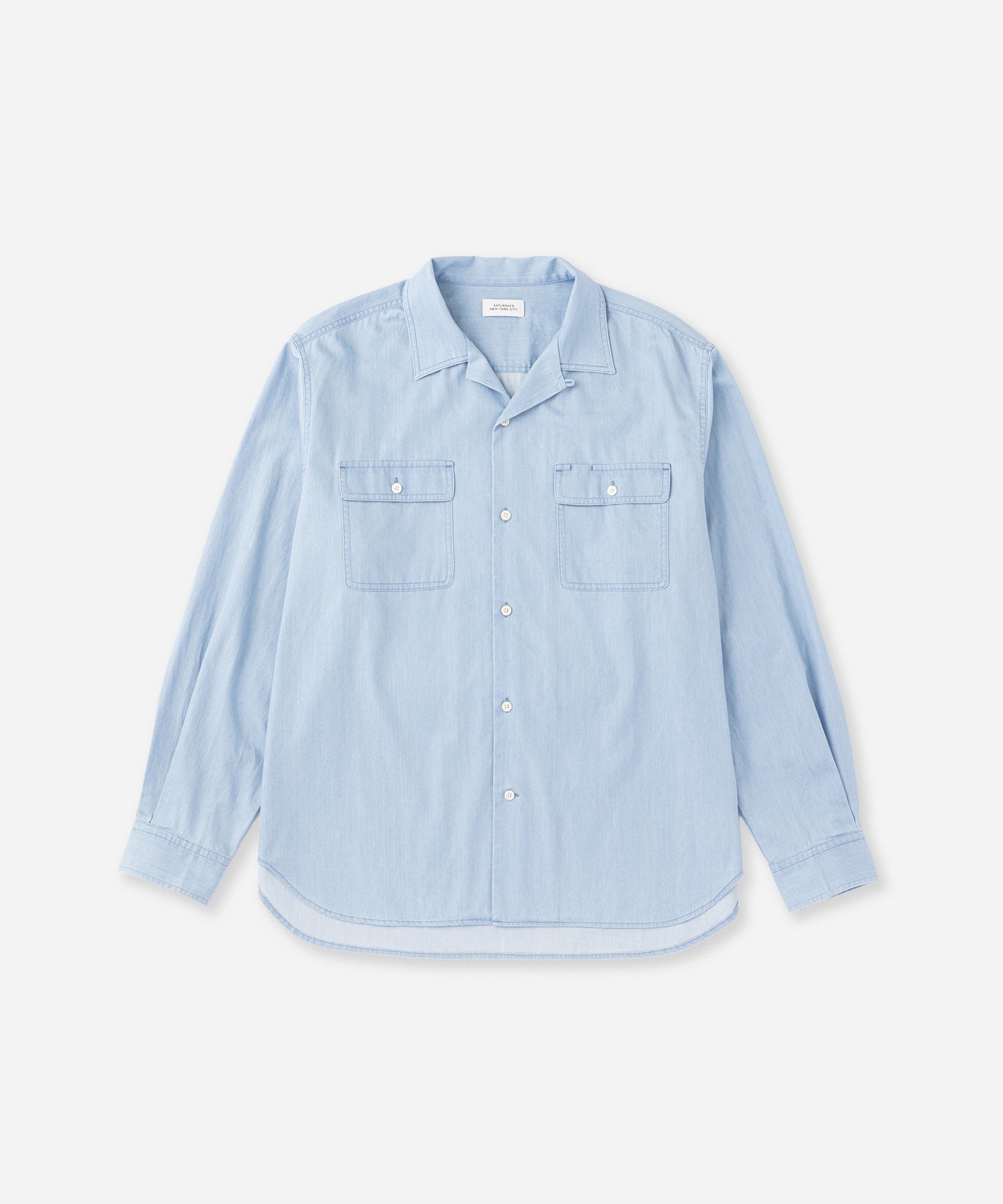 Saturdays NYC Hanley Chambray Melange Shirt in Light Blue