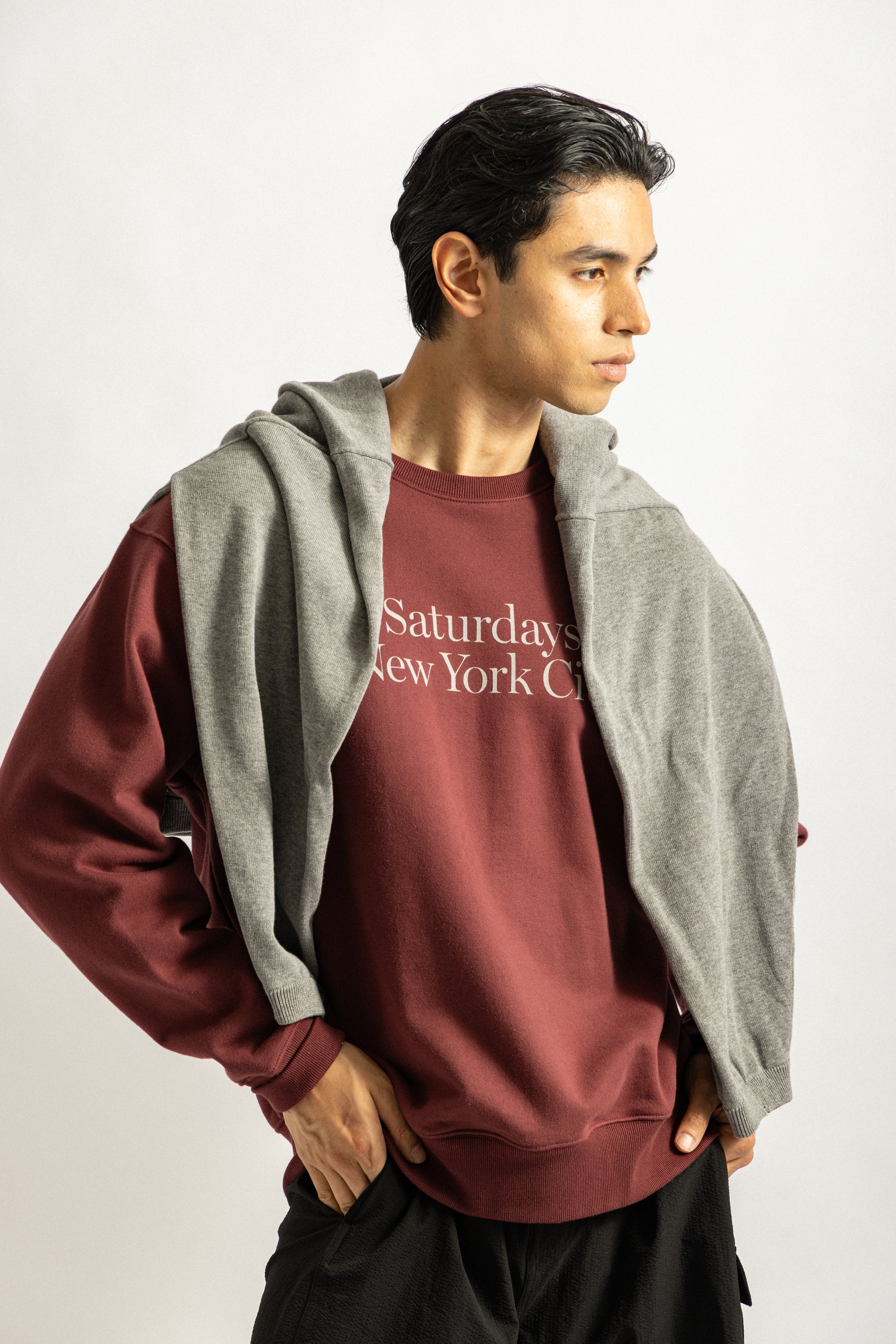 Saturdays NYC Bowery Miller Standard Sweatshirt in Wine