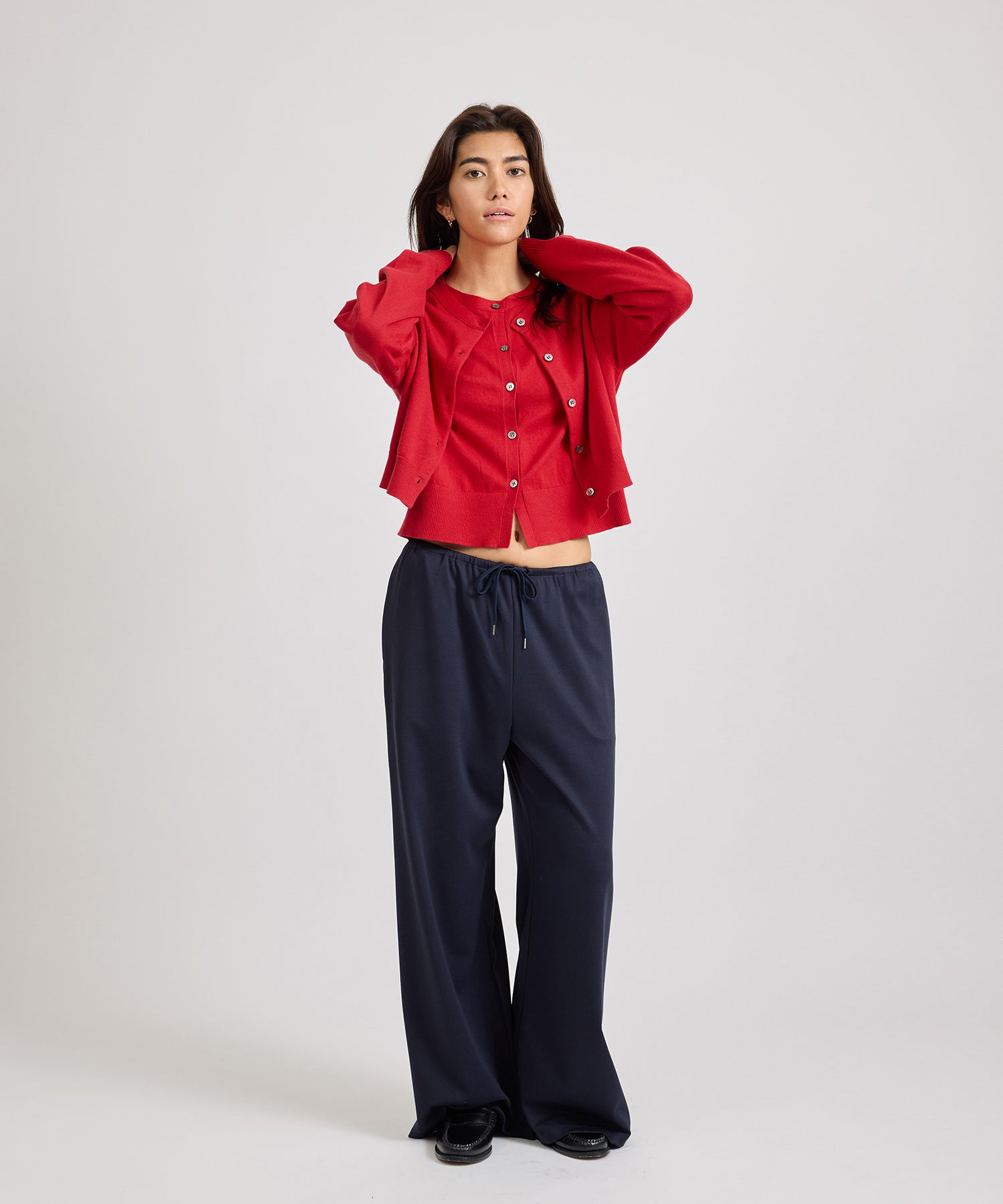 Saturdays NYC Halle Double Layer Cardigan in Red