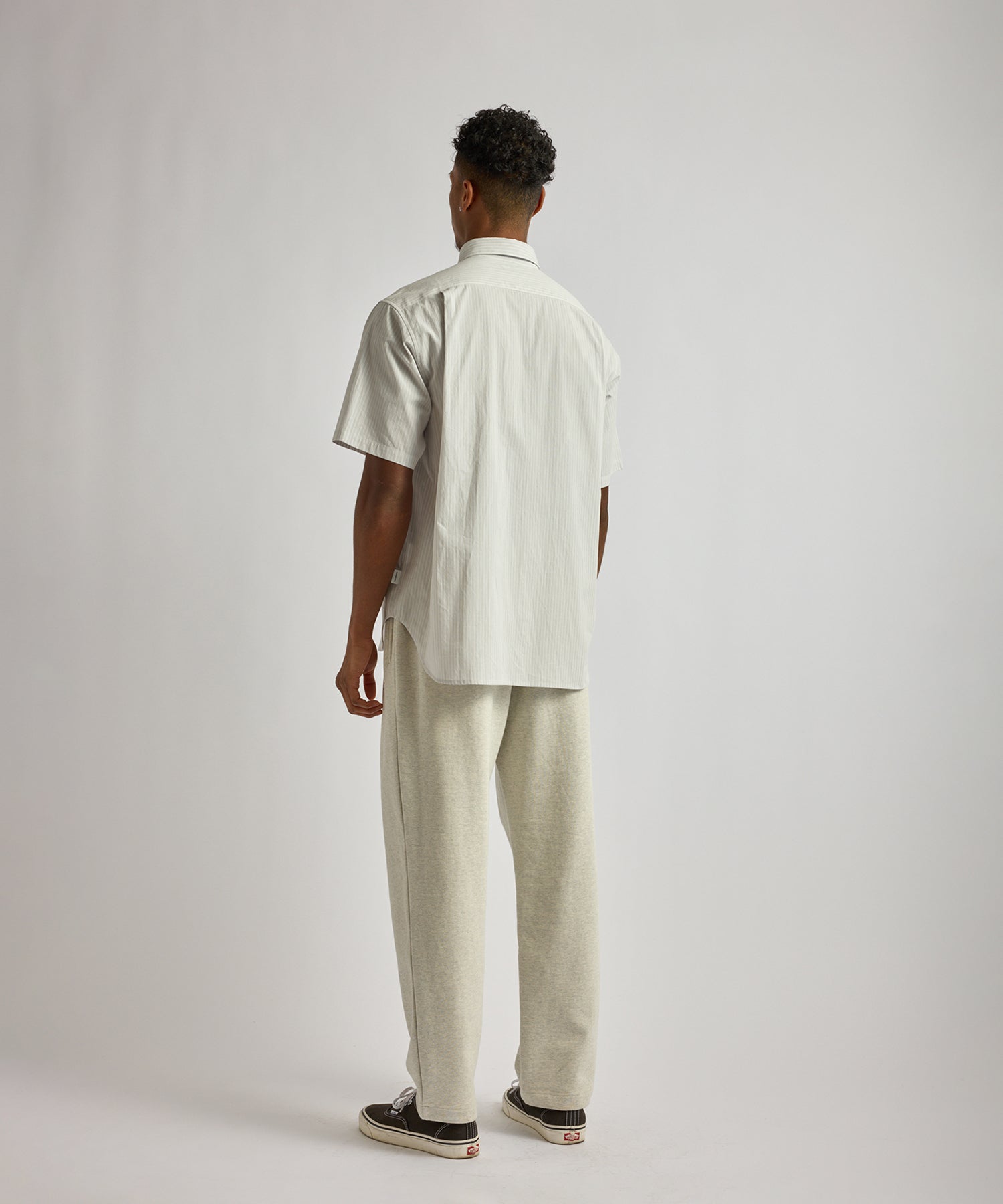 Saturdays NYC Bruce Stripe Short Sleeve Shirt in Light Gray