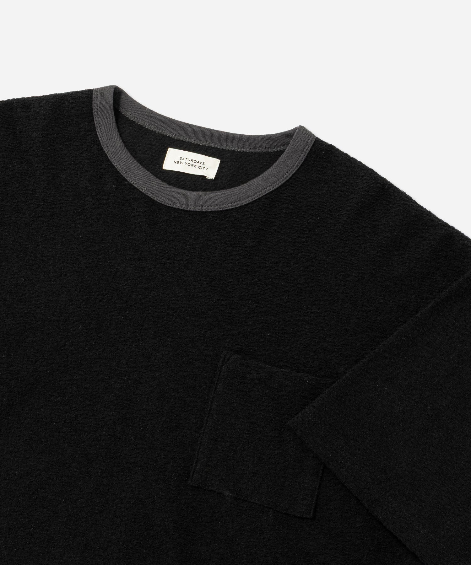 Saturdays NYC Ringer Pile Relaxed Short Sleeve Tee in Black