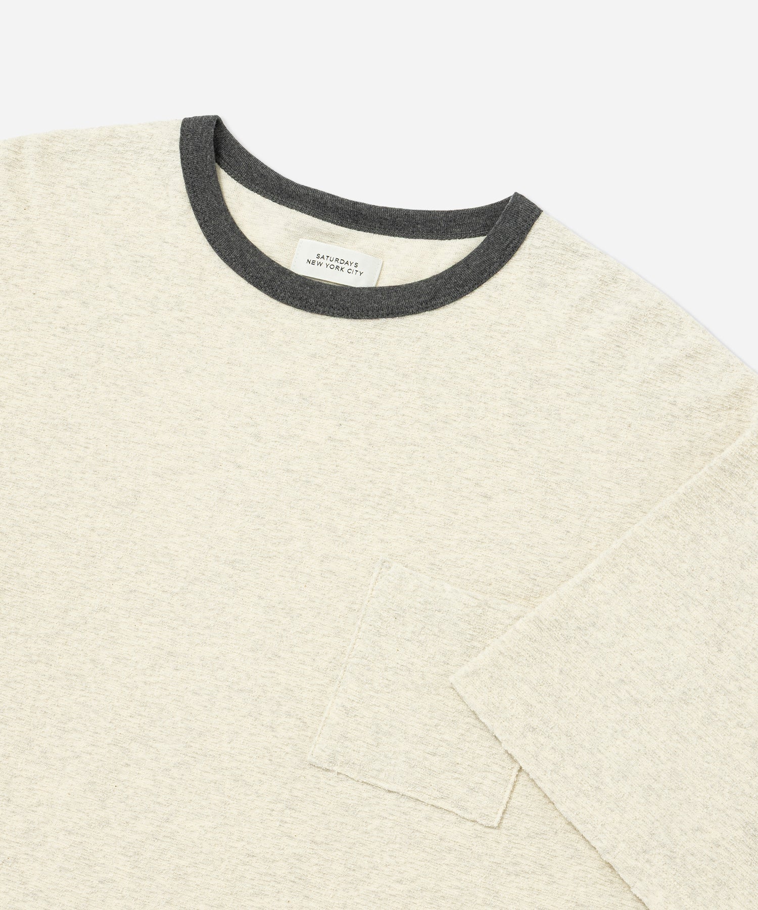 Saturdays NYC Ringer Pile Relaxed Short Sleeve Tee in Light Gray
