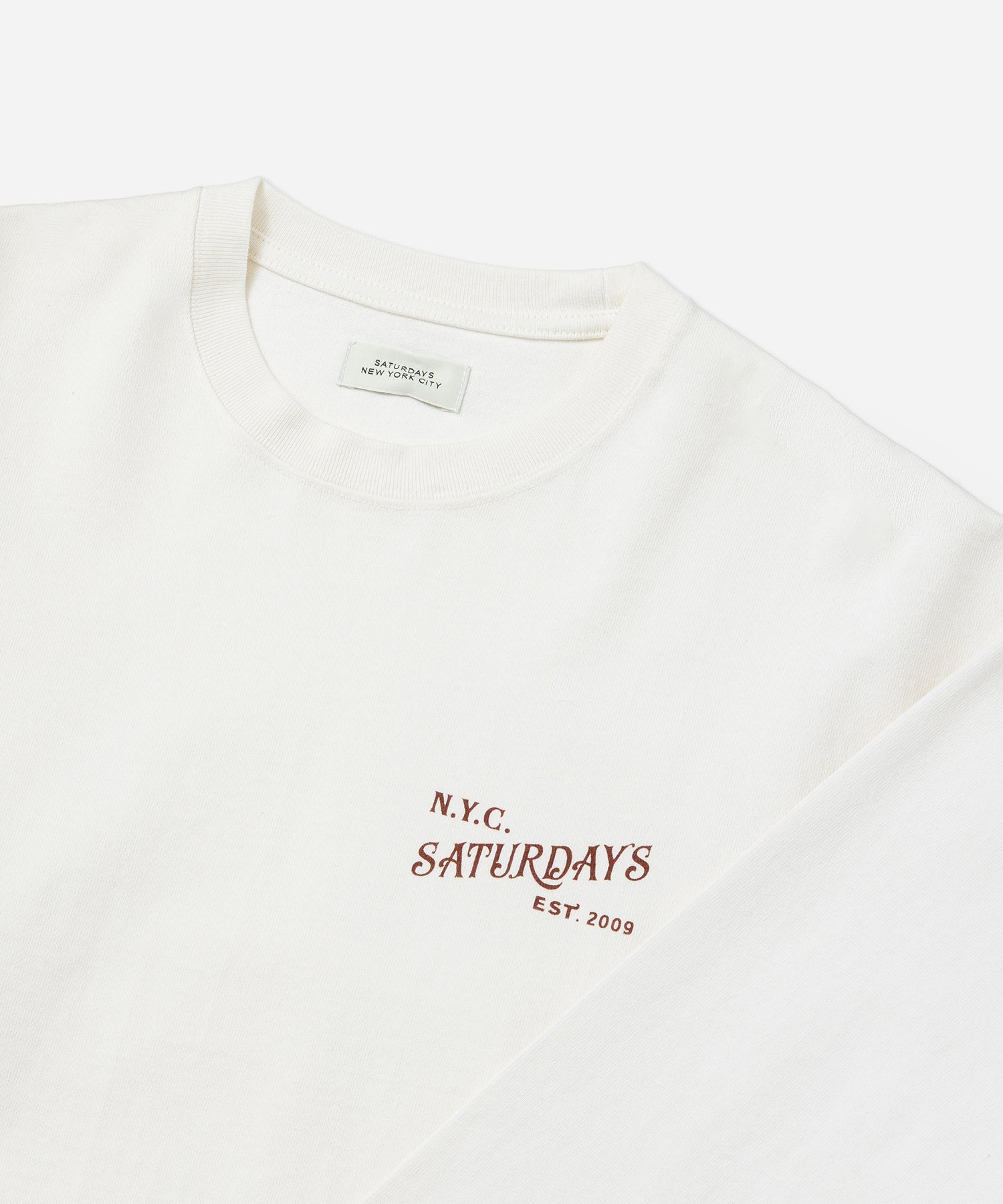 Saturdays NYC Max Weight Vintage Serif Long Sleeve Tee in White