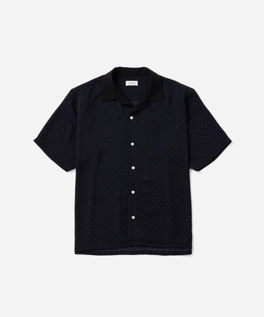 Saturdays NYC Hester Dot Print Short Sleeve Shirt in Navy