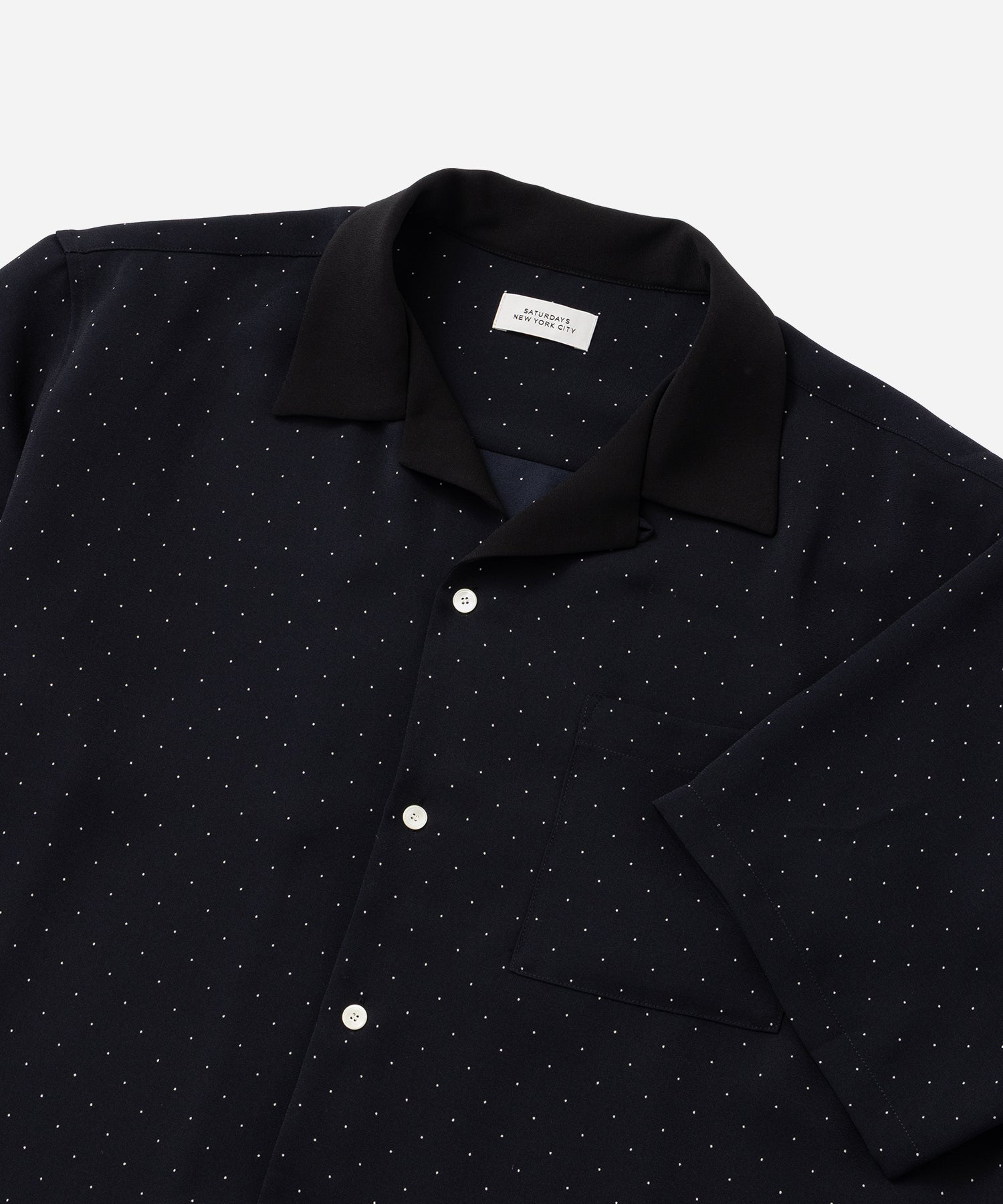 Saturdays NYC Hester Dot Print Short Sleeve Shirt in Navy