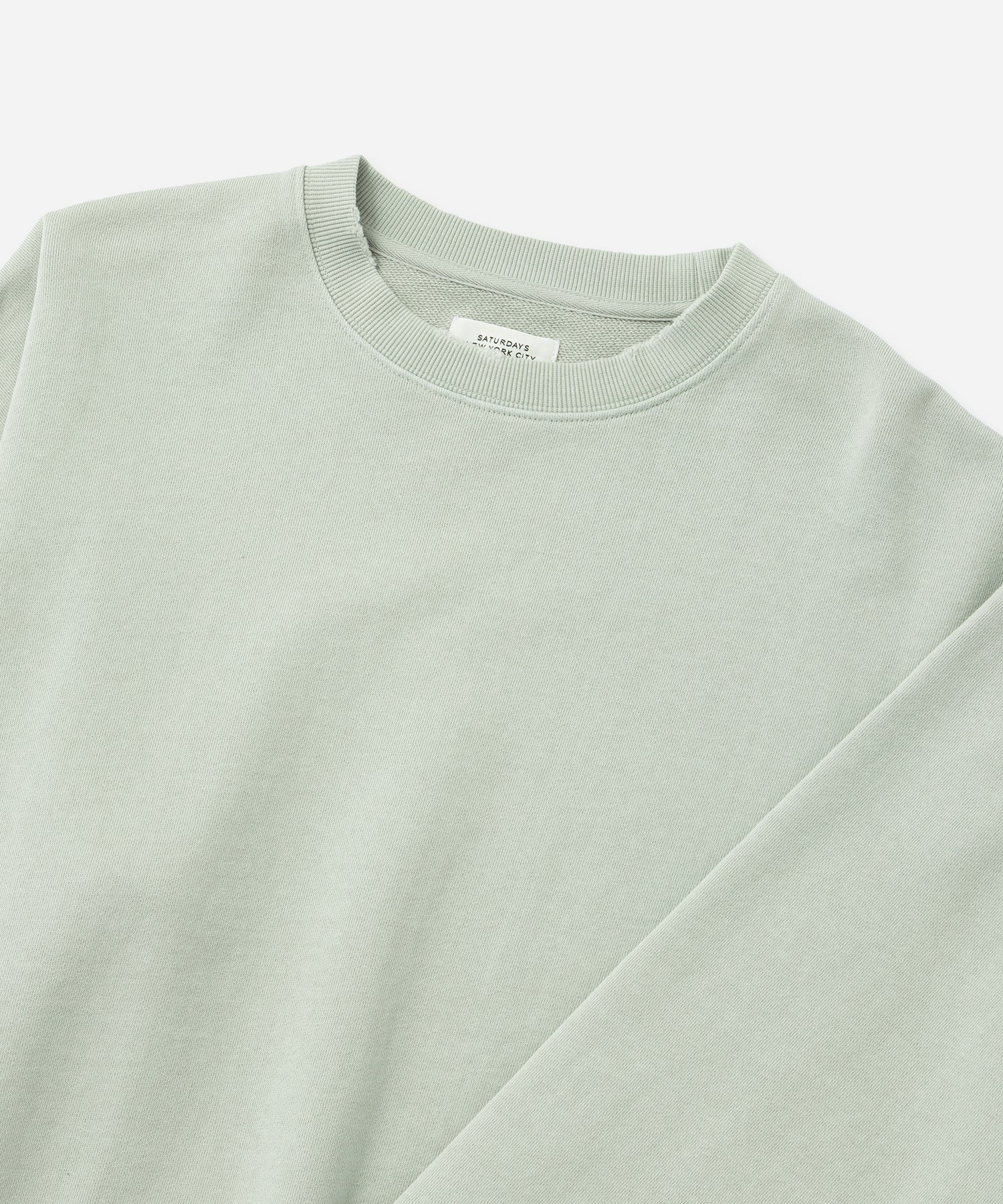 Saturdays NYC Bowery Garment Dyed Slash Sweatshirt in Light Blue