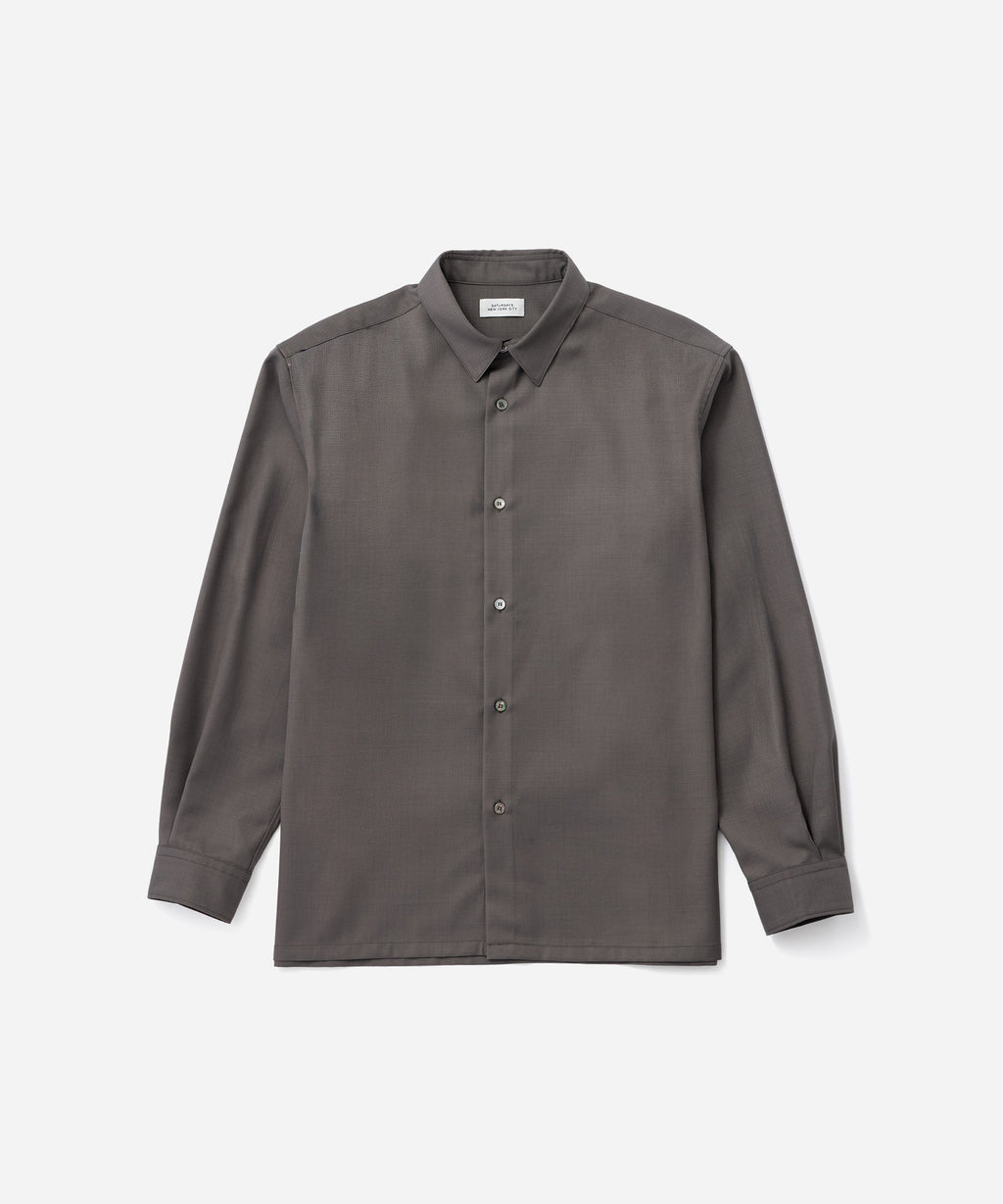 Saturdays NYC Kenmare Tropical Wool Long Sleeve Shirt in Gray