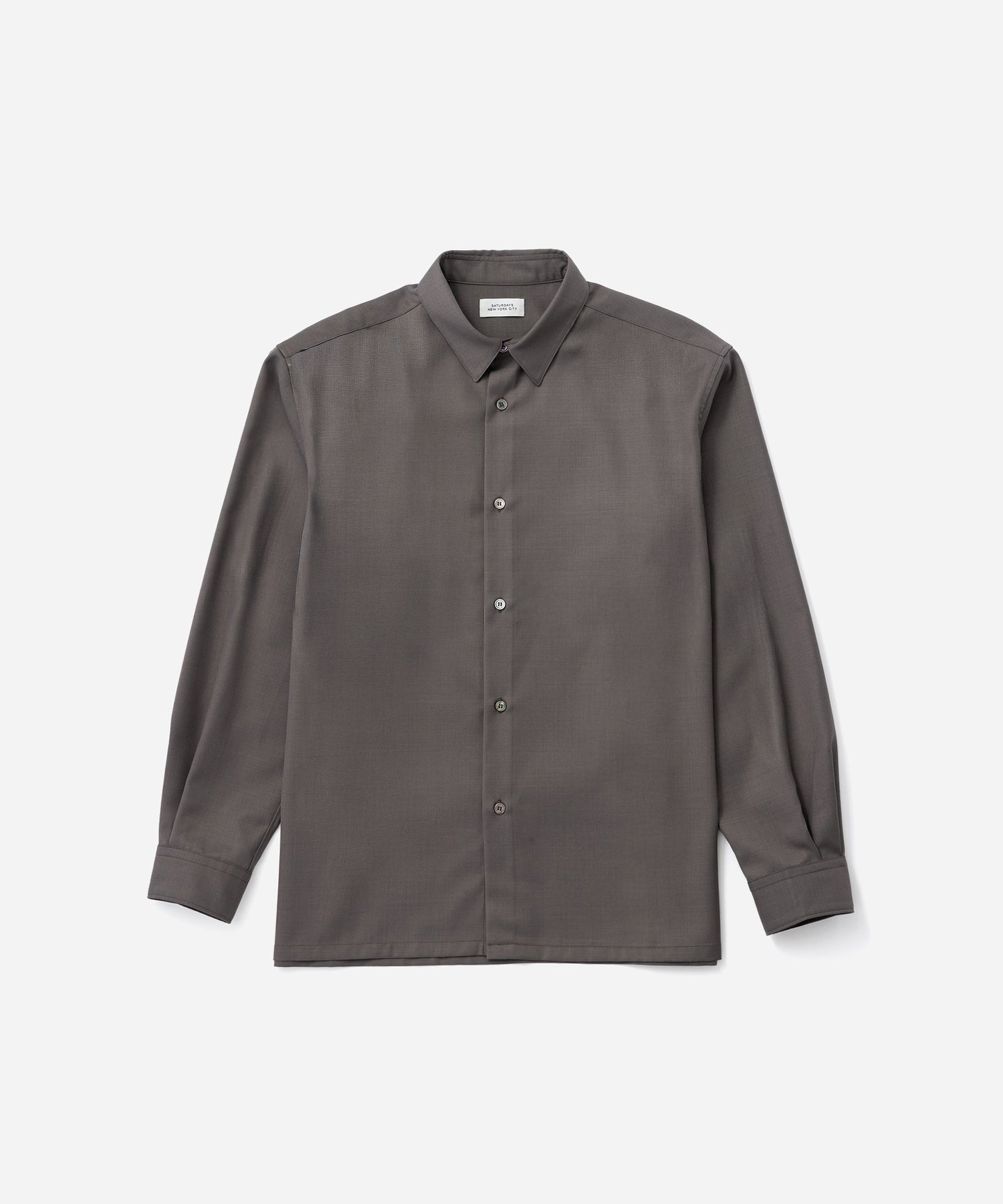 Saturdays NYC Kenmare Tropical Wool Long Sleeve Shirt in Gray
