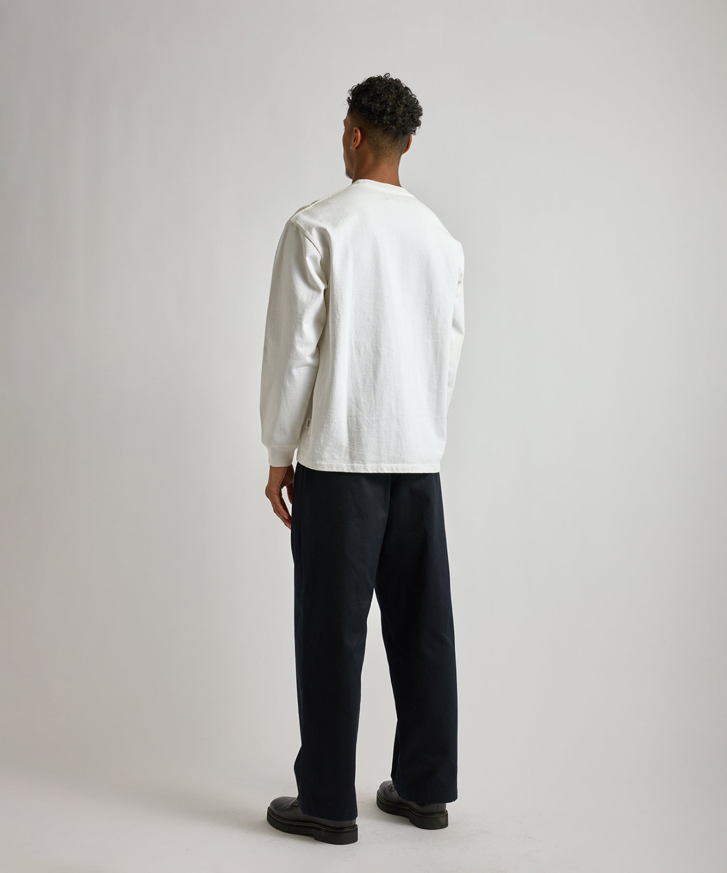Saturdays NYC Max Weight Vintage Serif Long Sleeve Tee in White