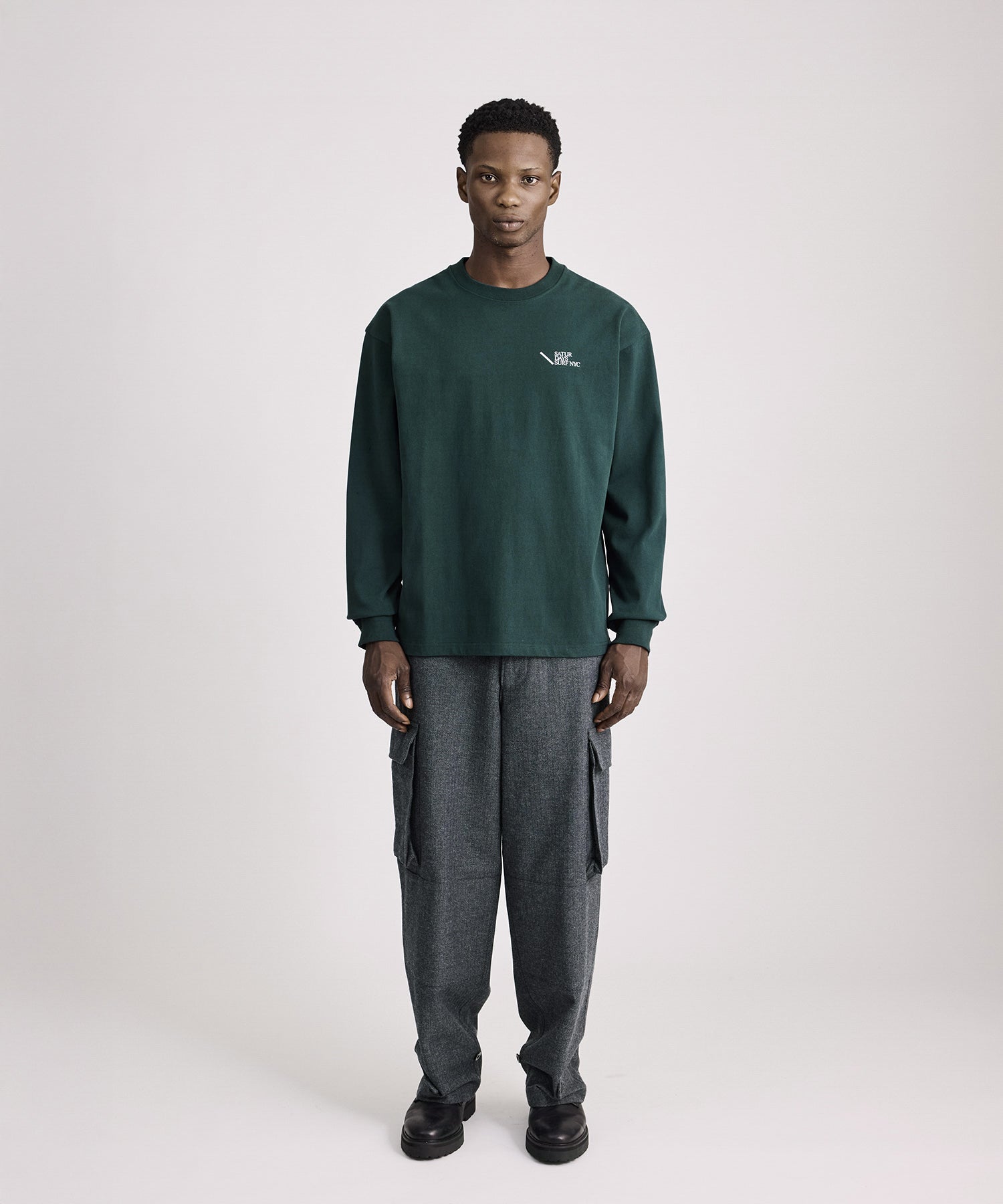 Saturdays NYC Max Weight Relaxed Surf Long Sleeve Tee in Green