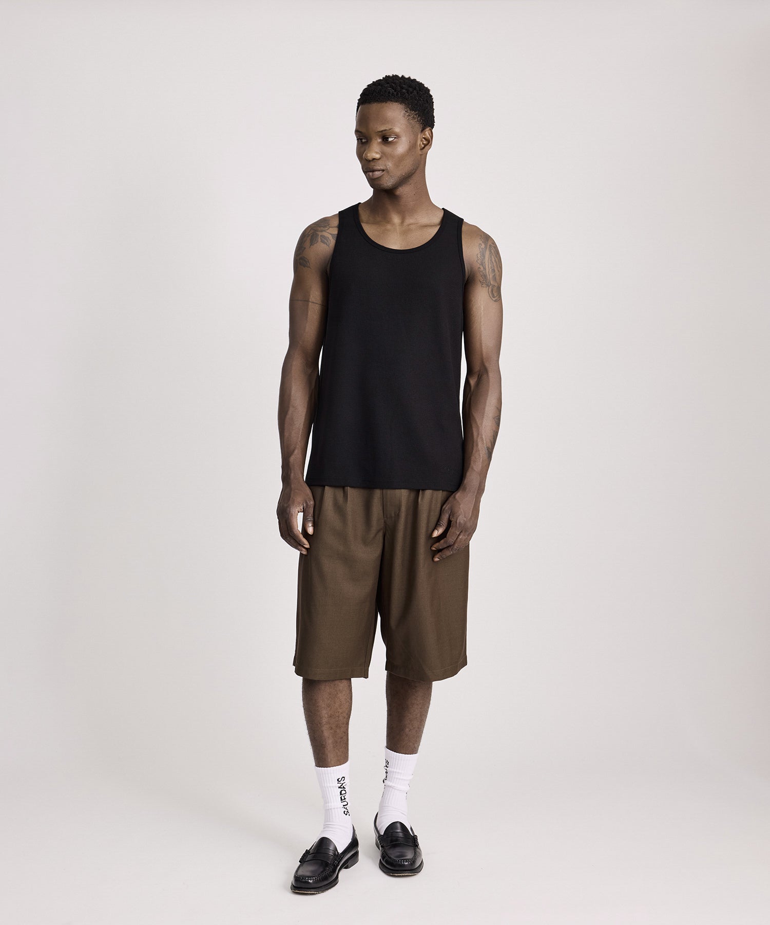 Saturdays NYC Venice Waffle Tank in Black