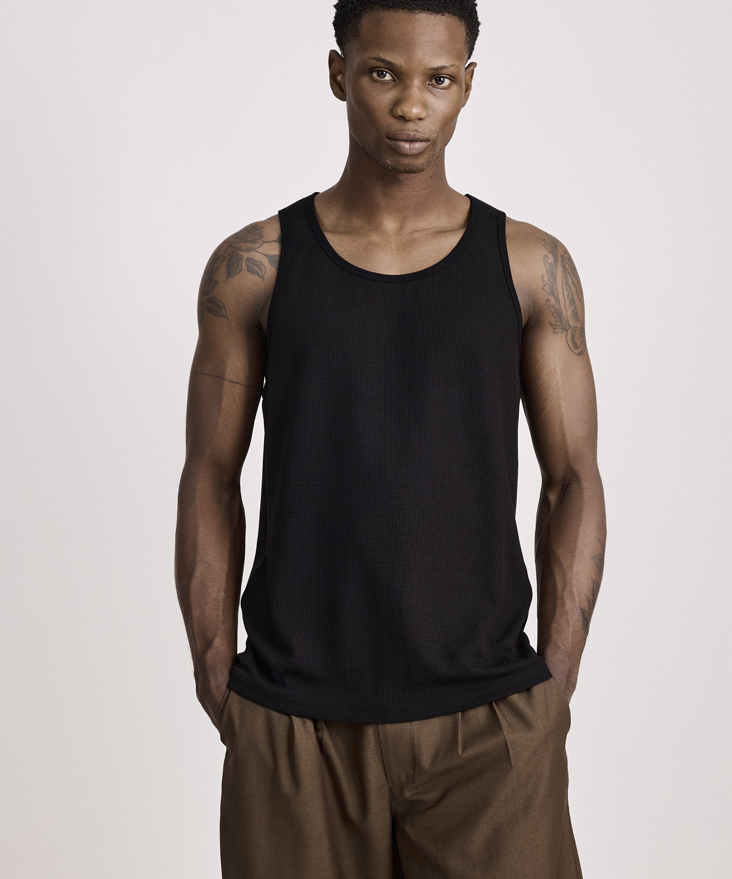 Saturdays NYC Venice Waffle Tank in Black