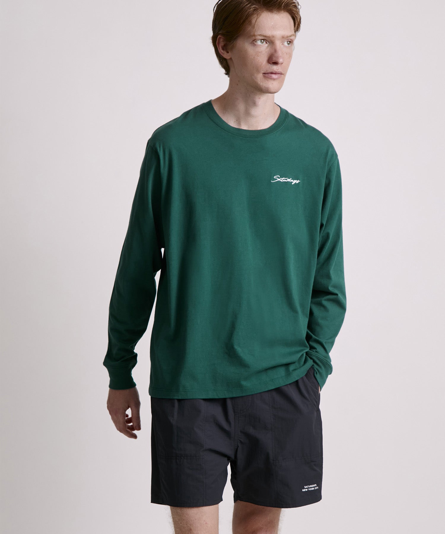Script Embroidered Long Sleeve Tee