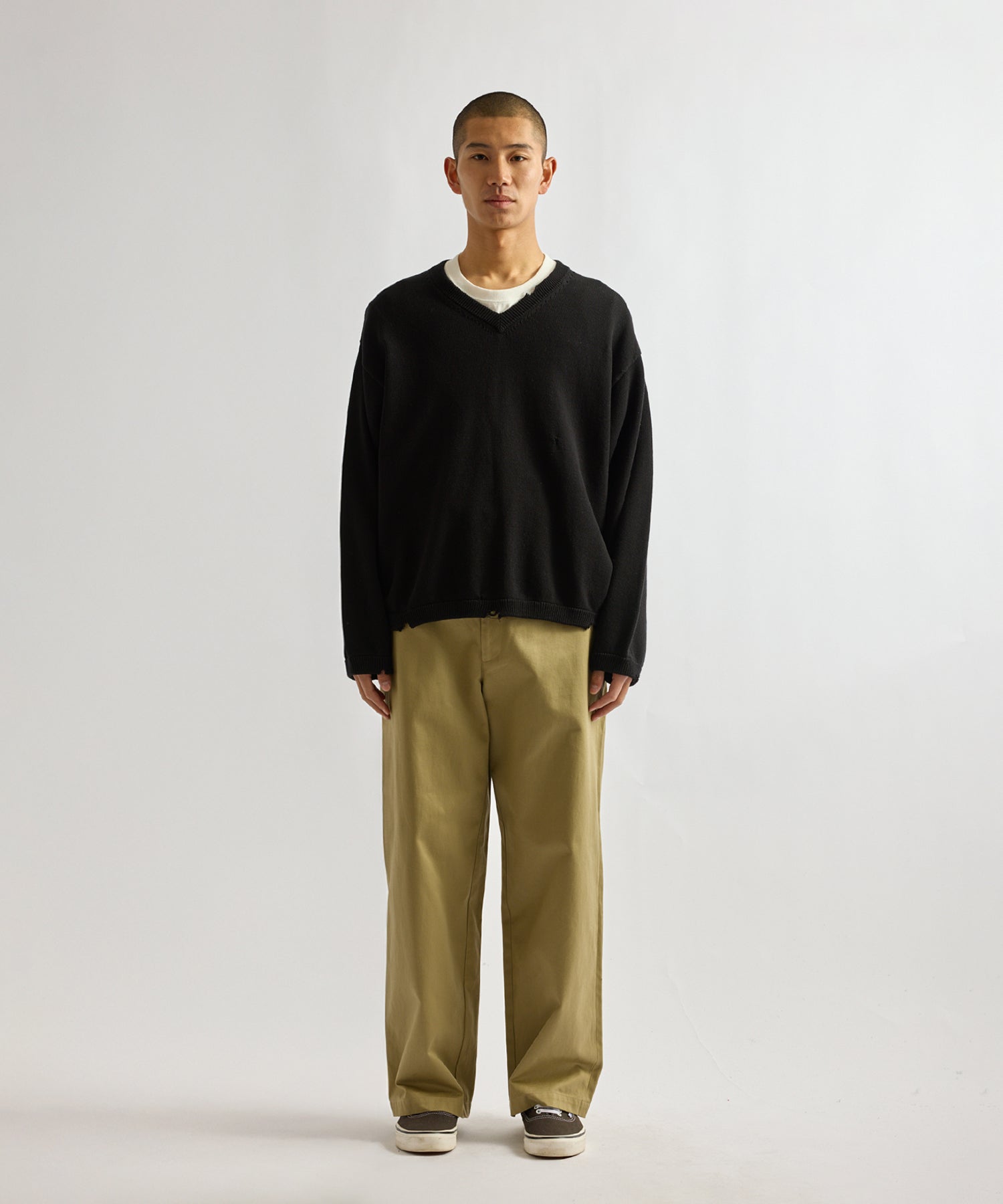 Saturdays NYC Charles Vintage V-Neck Sweater in Black