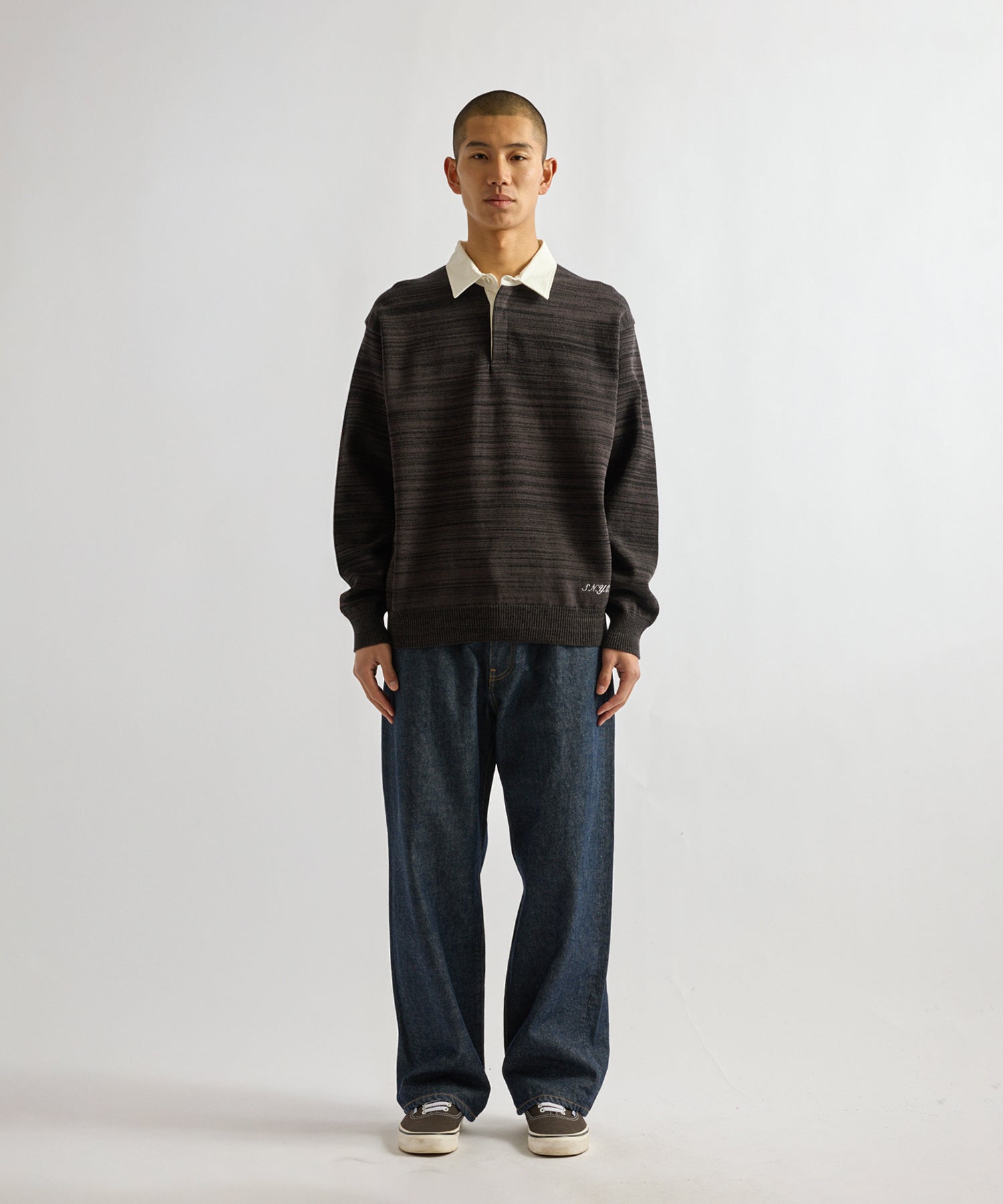 Saturdays NYC Rugger Polo Sweater in Charcoal