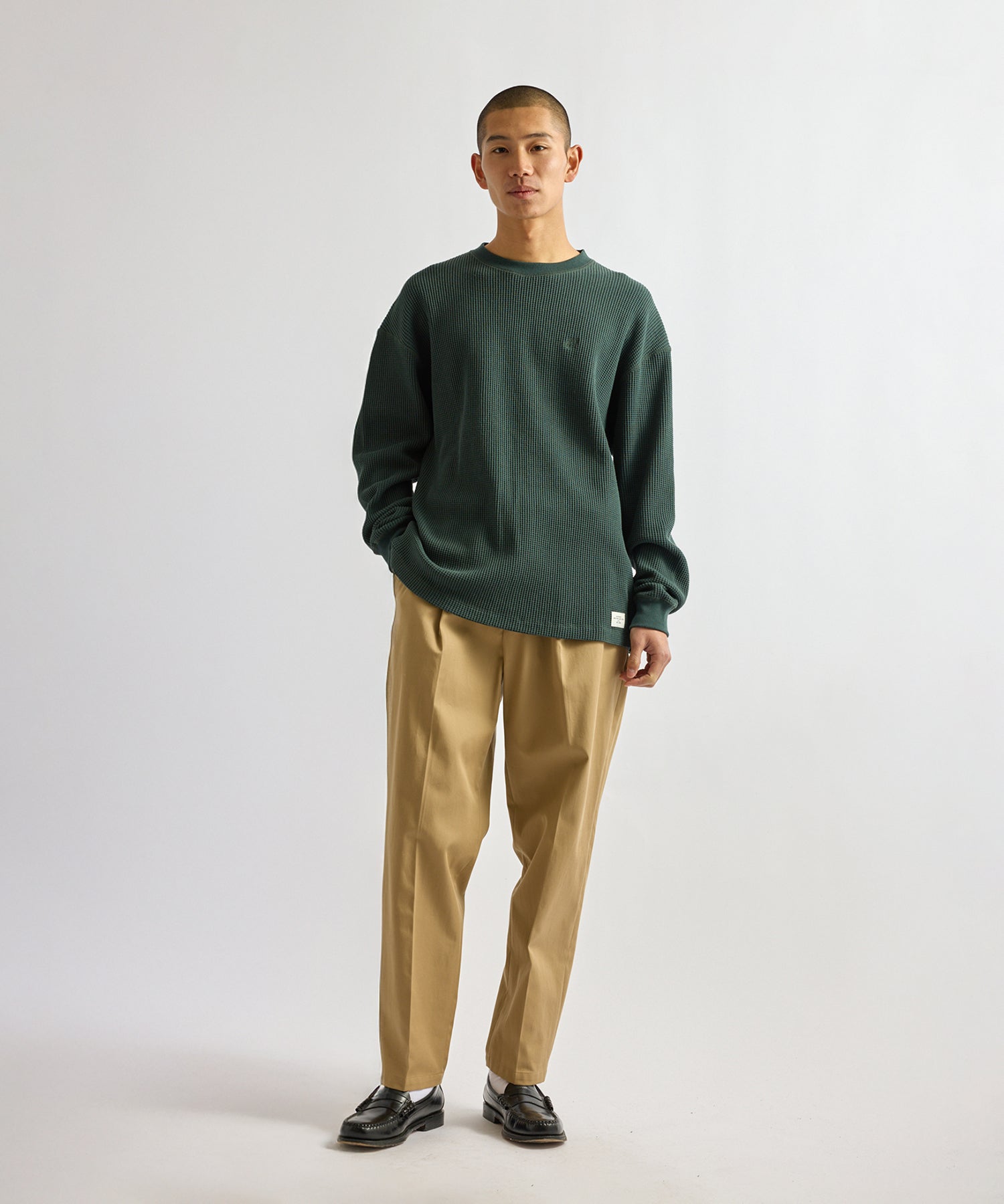 Saturdays NYC Alex Heavy Waffle Relaxed Top in Green