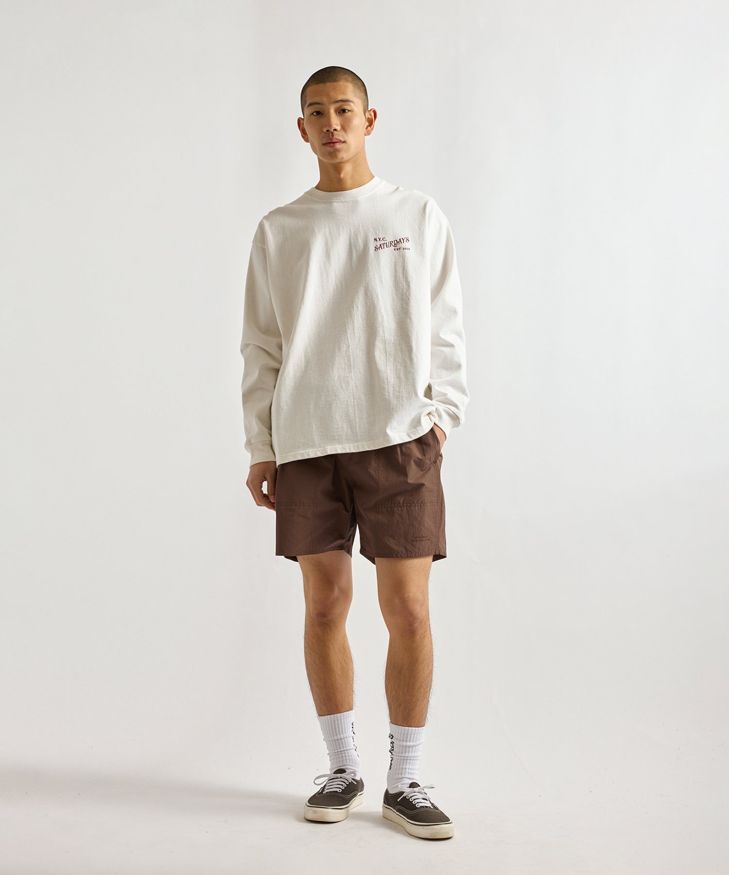Saturdays NYC Talley Swim Short in Dark Brown